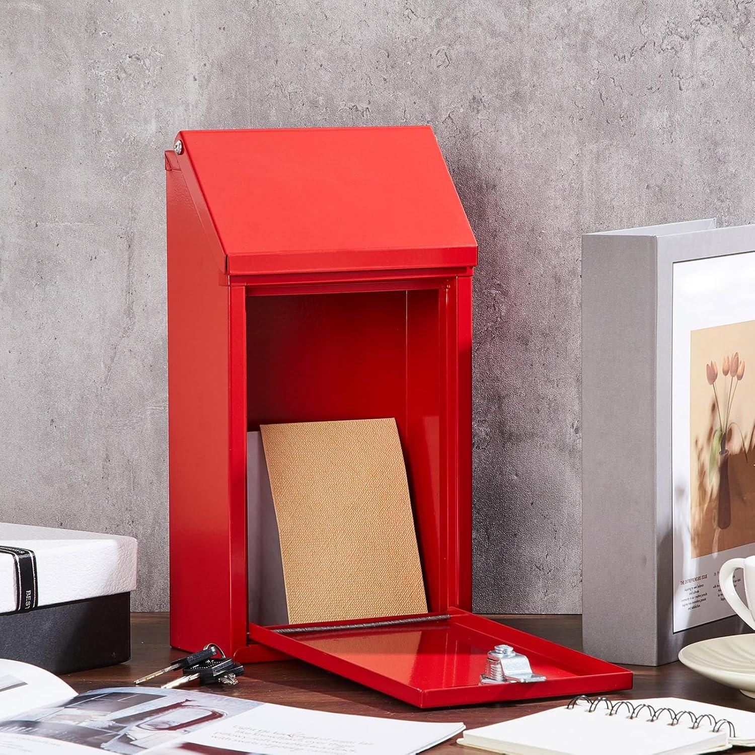 Caja de Donación de Metal Yaocom con Cerradura 26x14.5cm Rojo