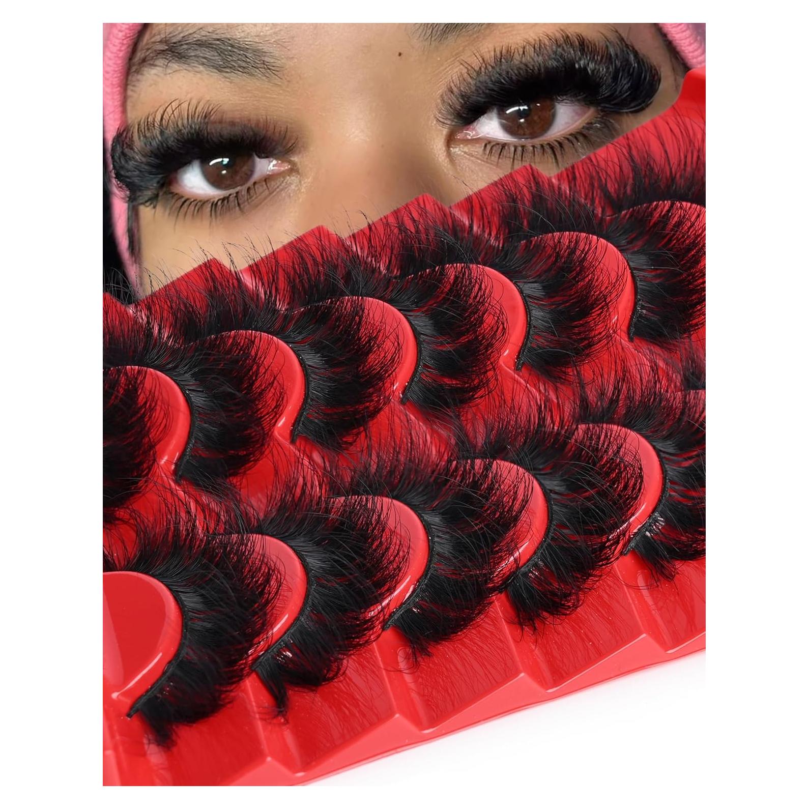 Pestañas de tira Allureza 100D 12-20mm rojas 7 pares