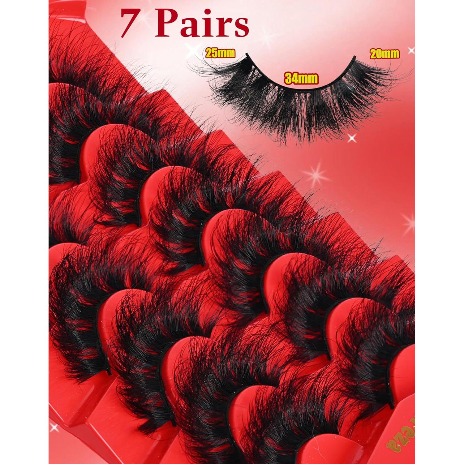 Pestañas de tira Allureza 100D 12-20mm rojas 7 pares