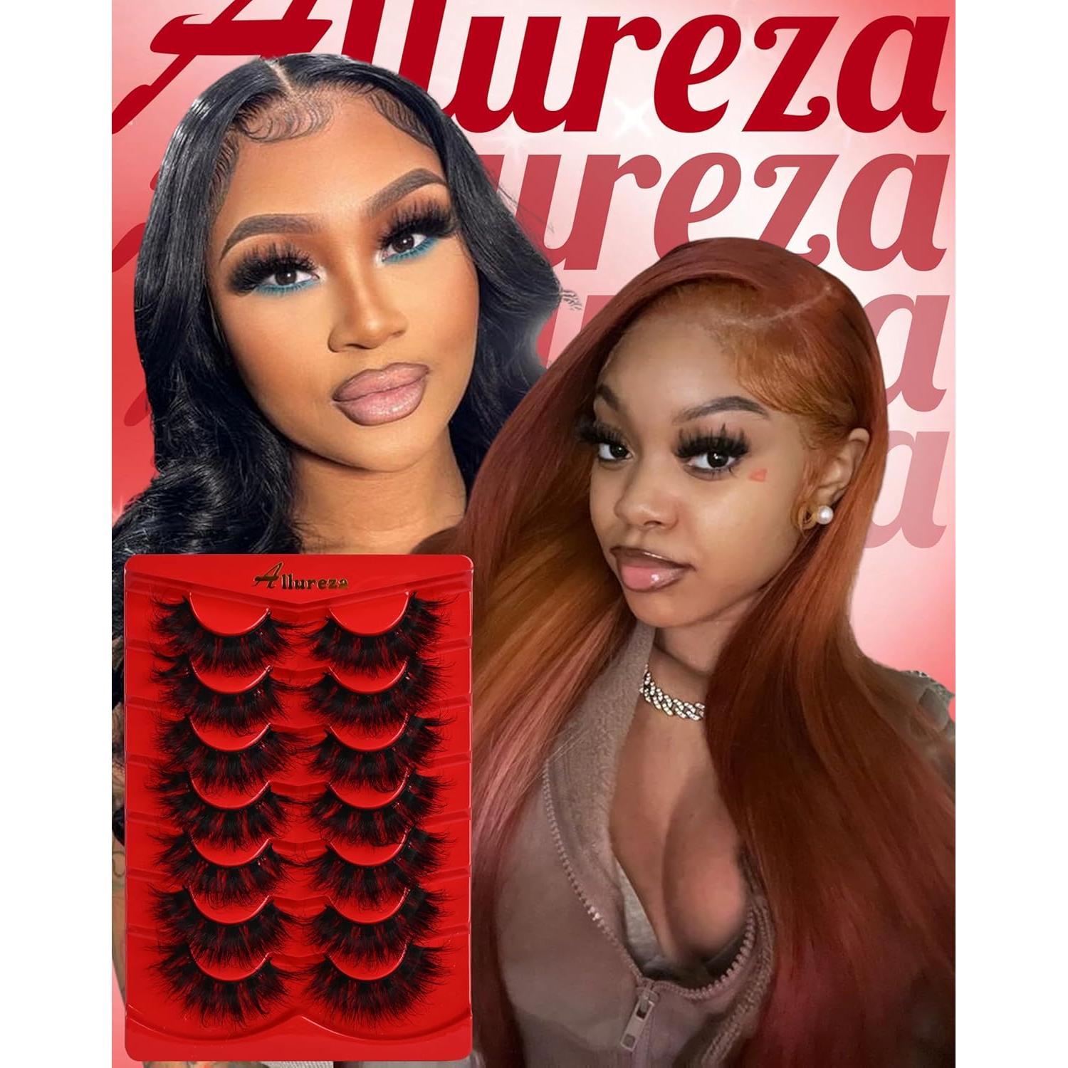 Pestañas de tira Allureza 100D 12-20mm rojas 7 pares