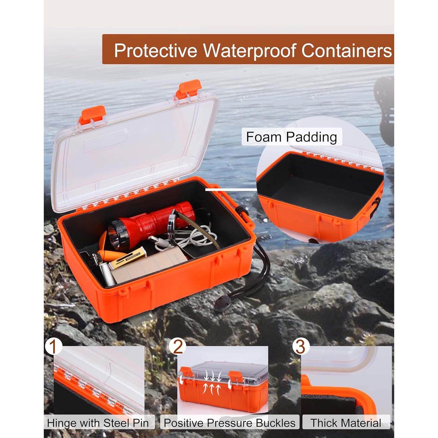 Caja Impermeable para Barco Wxvhji 24x17.9x8.5cm Naranja