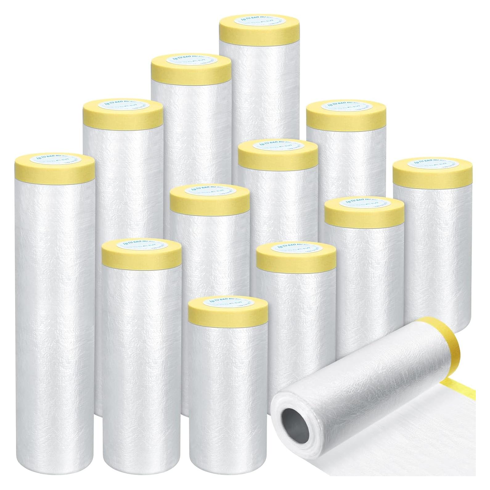 12 Rollos de Plástico para Pintura Fainne - 3 Tamaños 0.90/1.50/2.00 x 20.12 m
