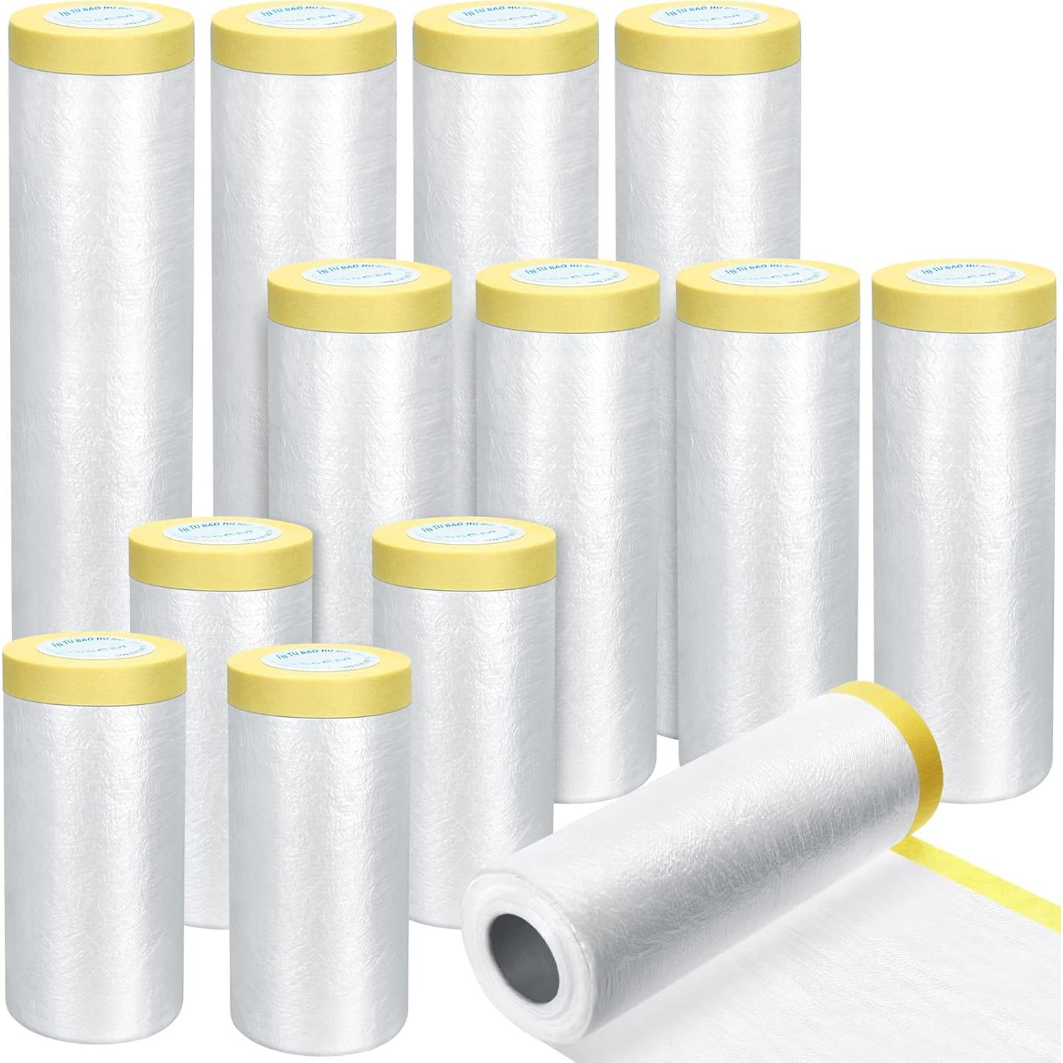 12 Rollos de Plástico para Pintura Fainne - 3 Tamaños 0.90/1.50/2.00 x 20.12 m