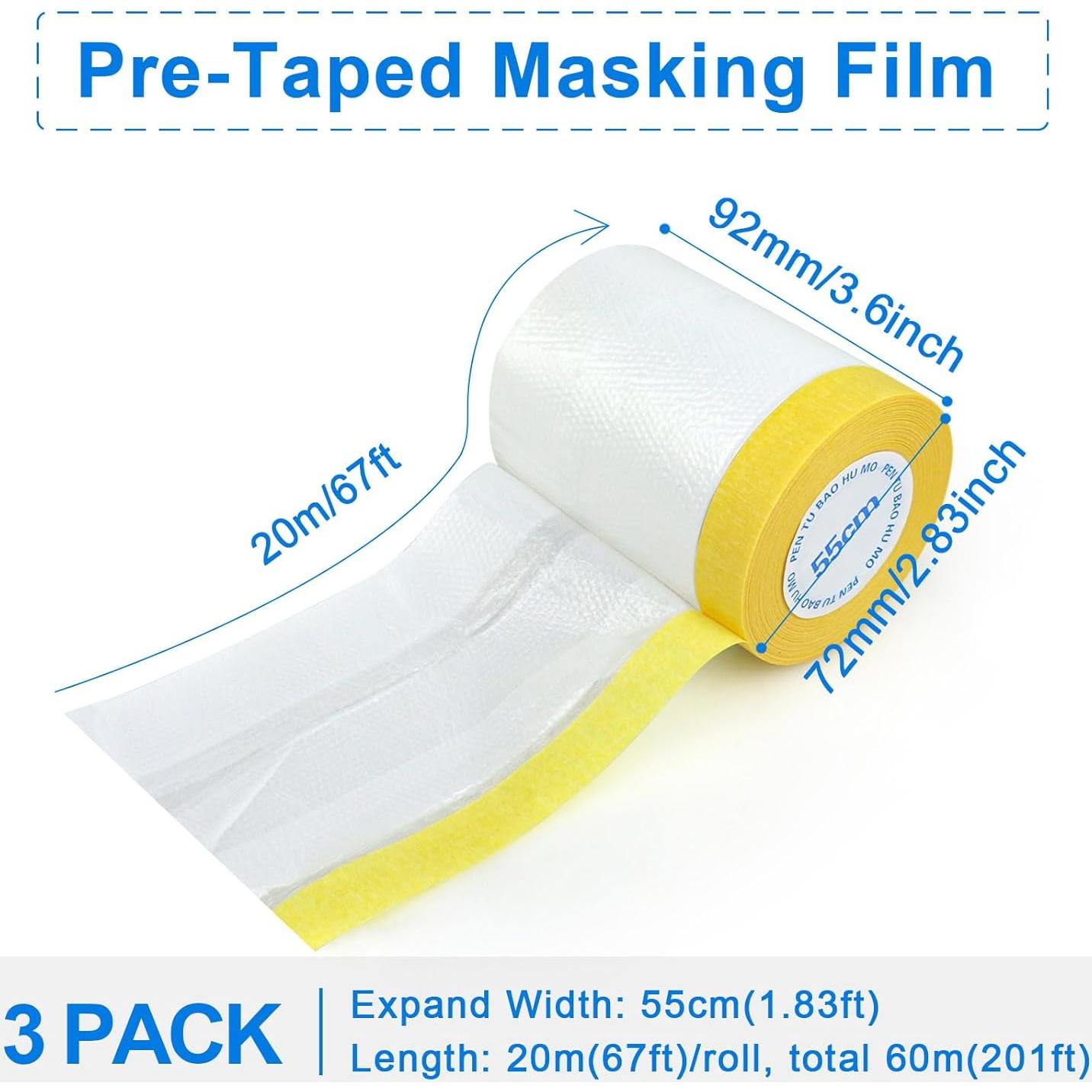 BOMEI Pack 3 Películas de Enmascarar 55 cm x 20 m para Pintura