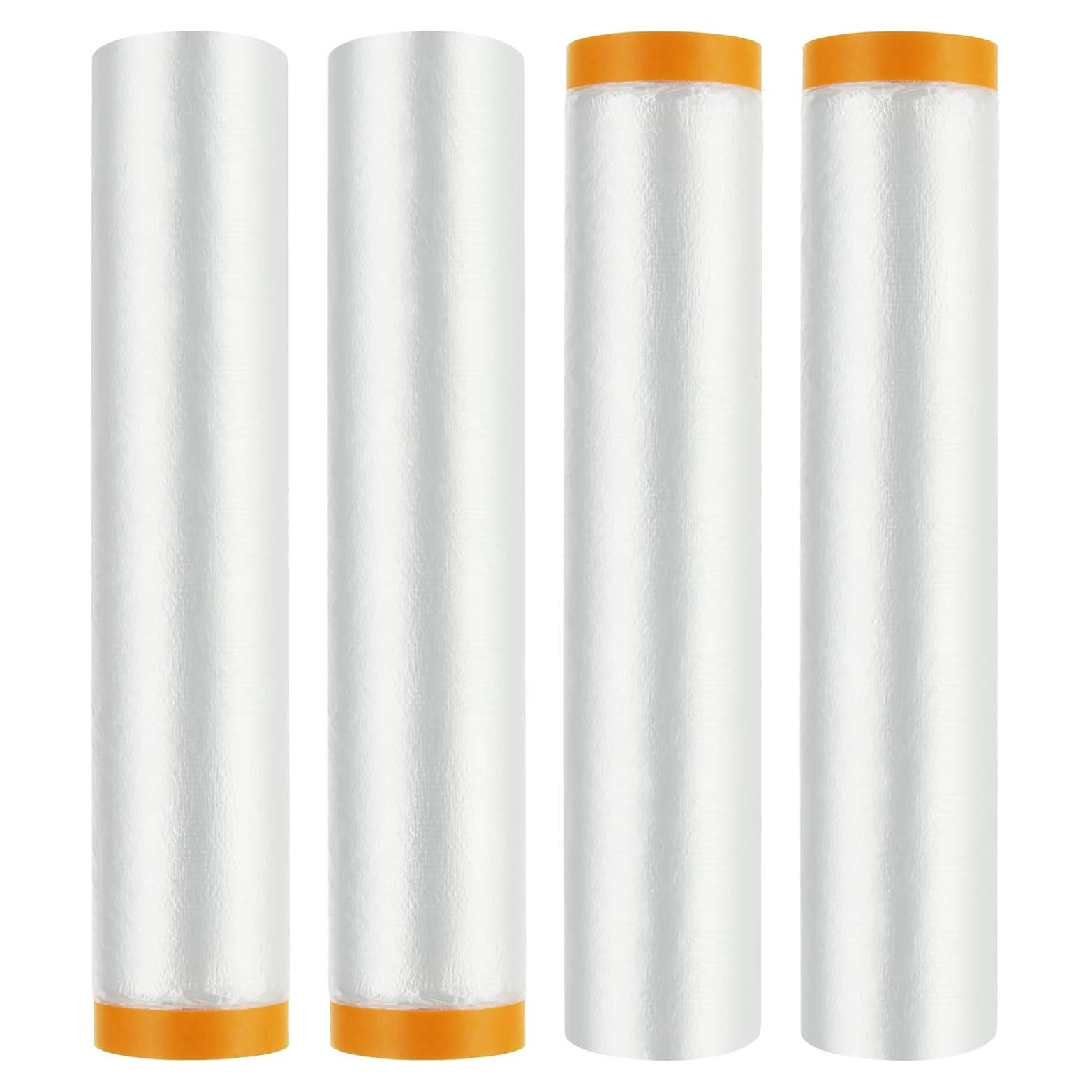 4 Rollos de Plástico para Pintores 3m x 20m con Cinta LDHHYH