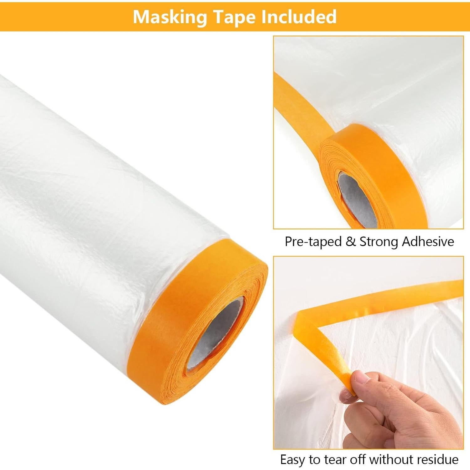 4 Rollos de Plástico para Pintores 3m x 20m con Cinta LDHHYH