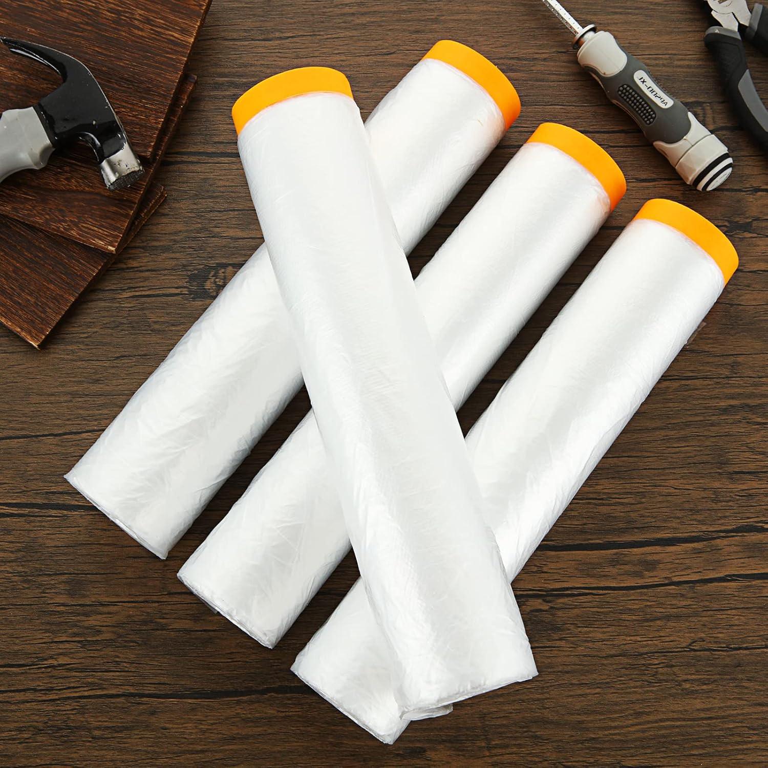 4 Rollos de Plástico para Pintores 3m x 20m con Cinta LDHHYH