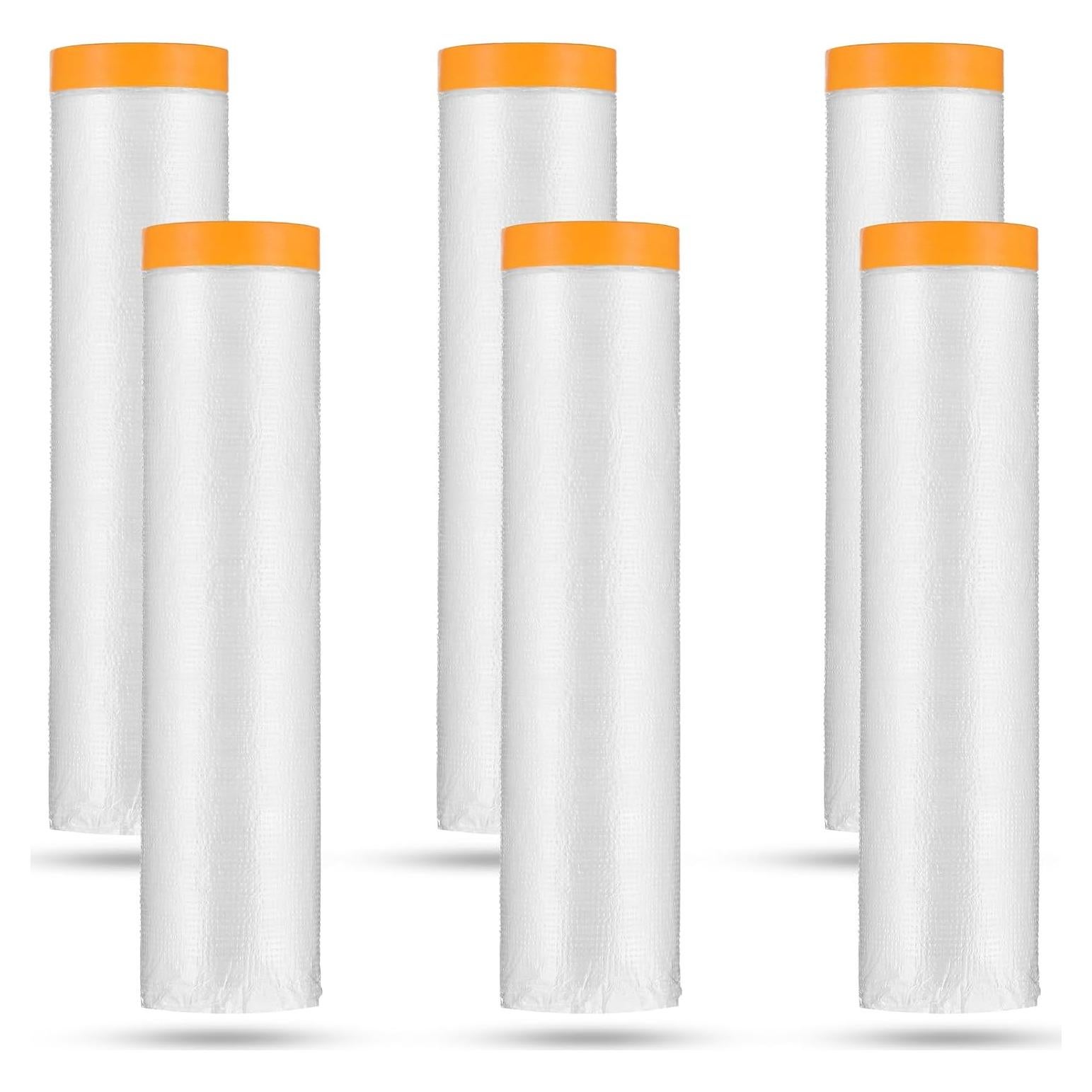 6 Rollos de Plástico para Pintores con Cinta JOUTYFOR 1.98x5.57m