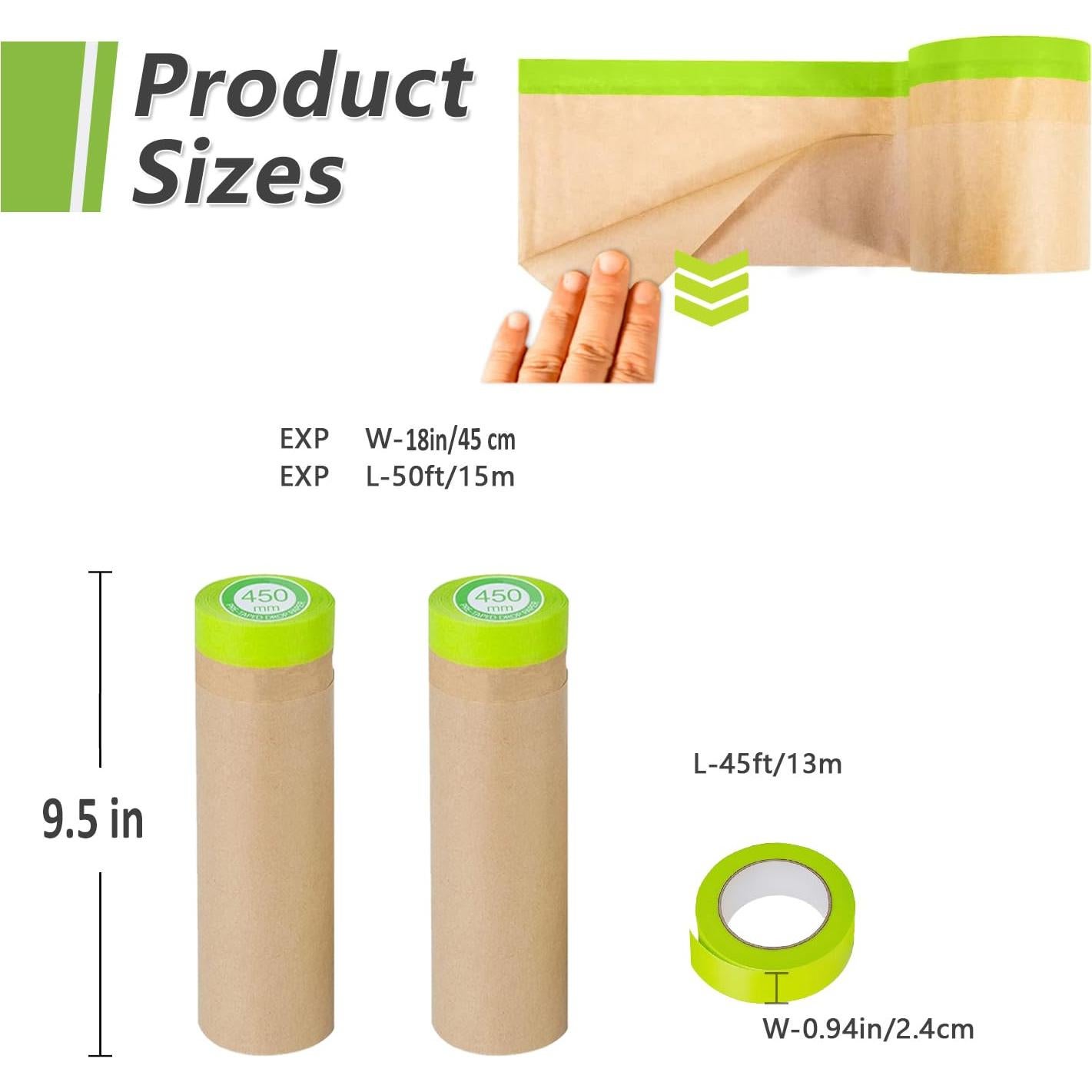 Papel de Enmascarar Pre-Cintado Yudahgan 45.72 cm x 15.24 m - 2 Rollos