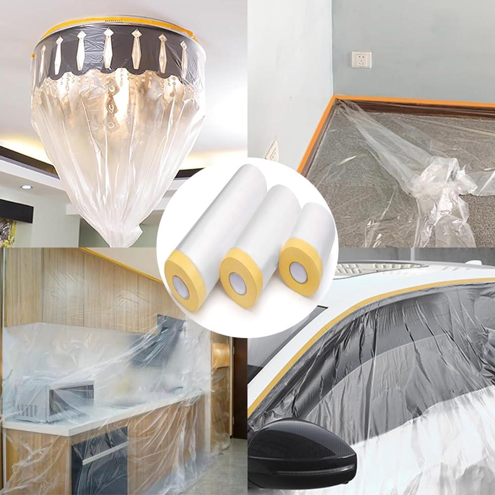 Película de Enmascarar Pre-tapeada Ghyxfd 22x19.81m 2 Rollos