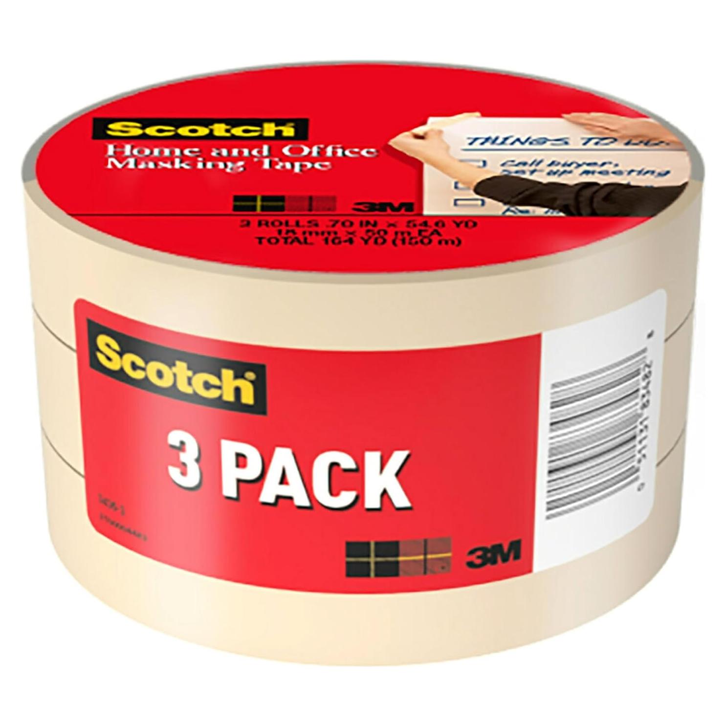 Cinta de Enmascarar Scotch 3 Rollos 1.78 cm x 50 m Adhesivo Fuerte
