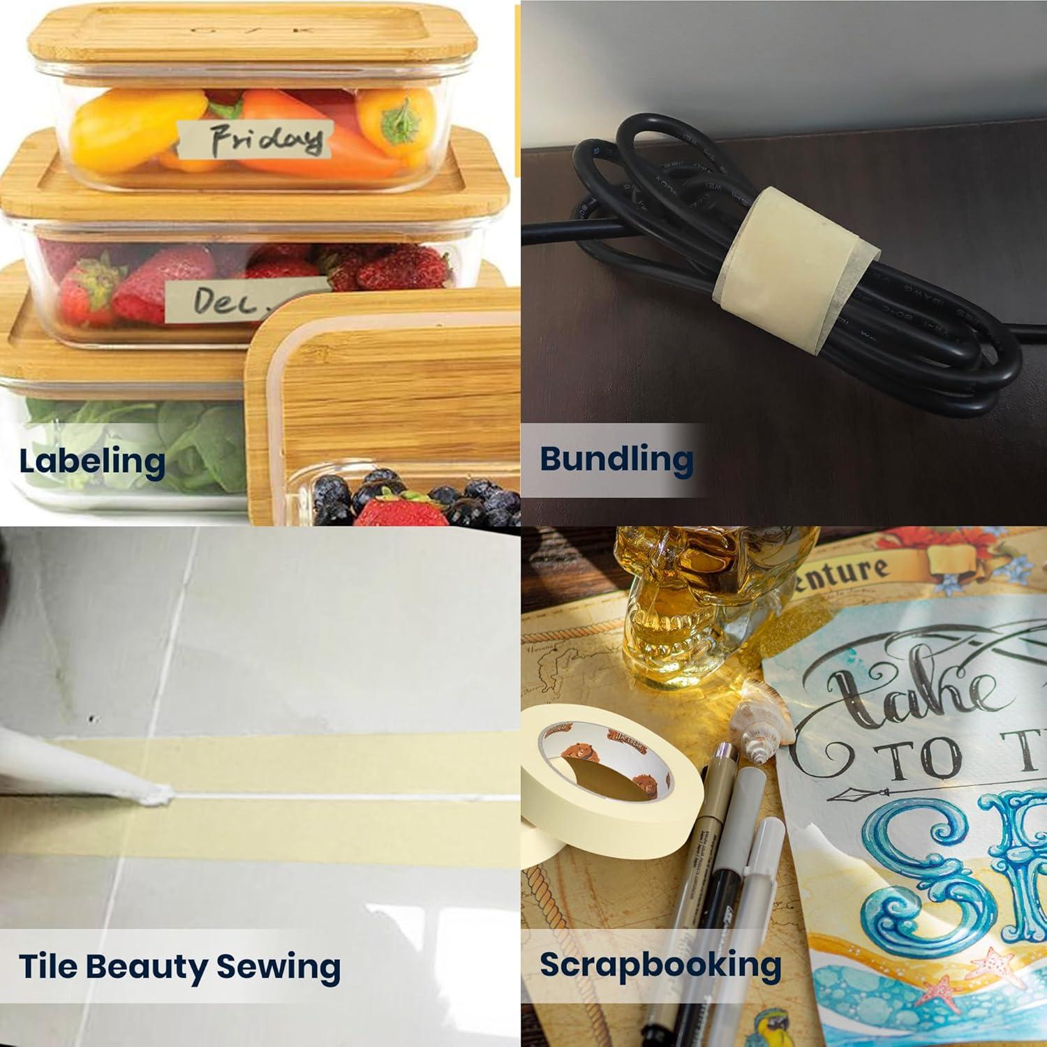 Cinta de Enmascarar Beige TAPEBEAR 1.8 cm x 54.9 m - 10 Rollos