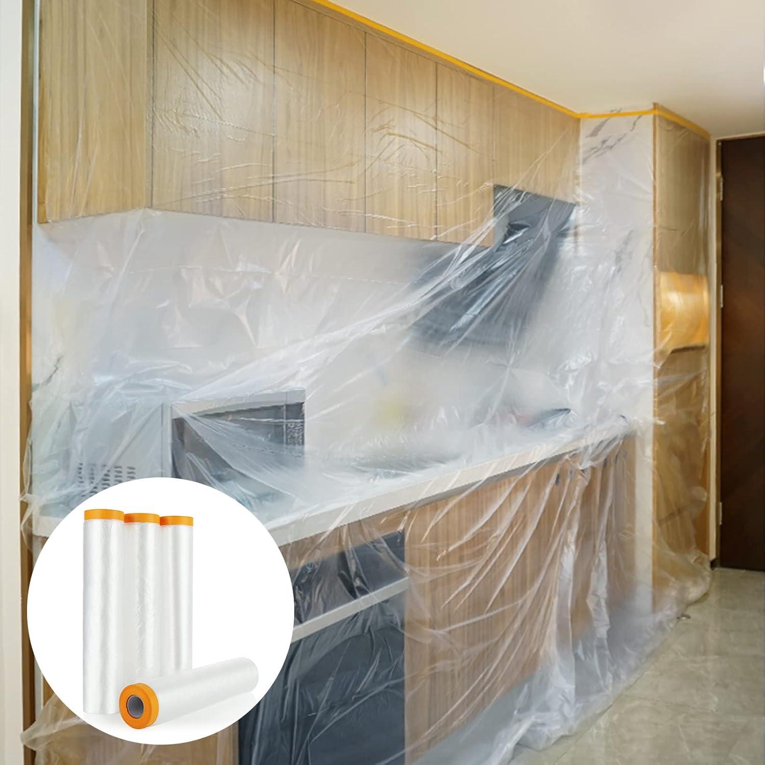 4 Rollos de Plástico Enmascarar LDHHYH 2.4m x 20m a Prueba de Agua