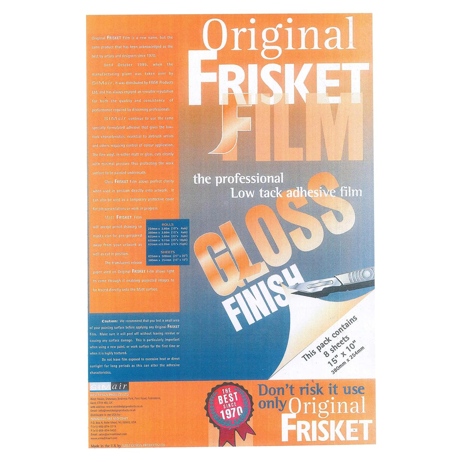 Hojas de enmascarar brillantes FRISKET 25.4x38.1 cm, 8 unidades