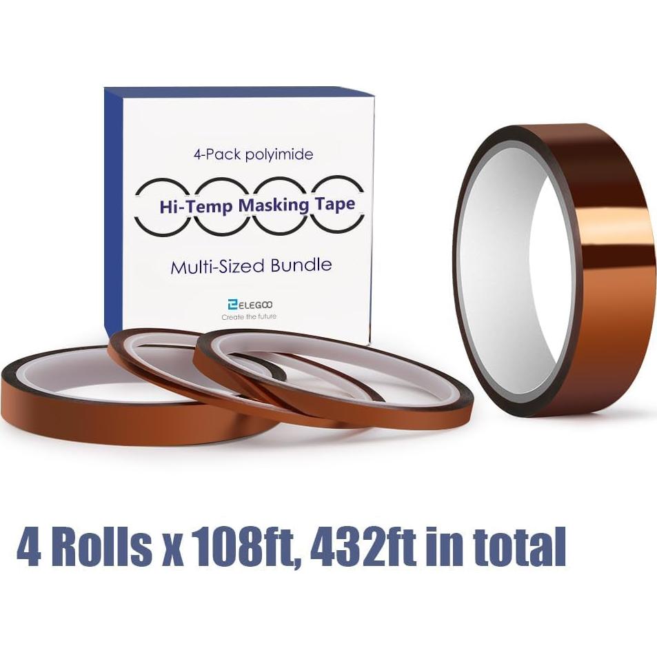Cinta de alta temperatura ELEGOO, poliimida, 4 tamaños