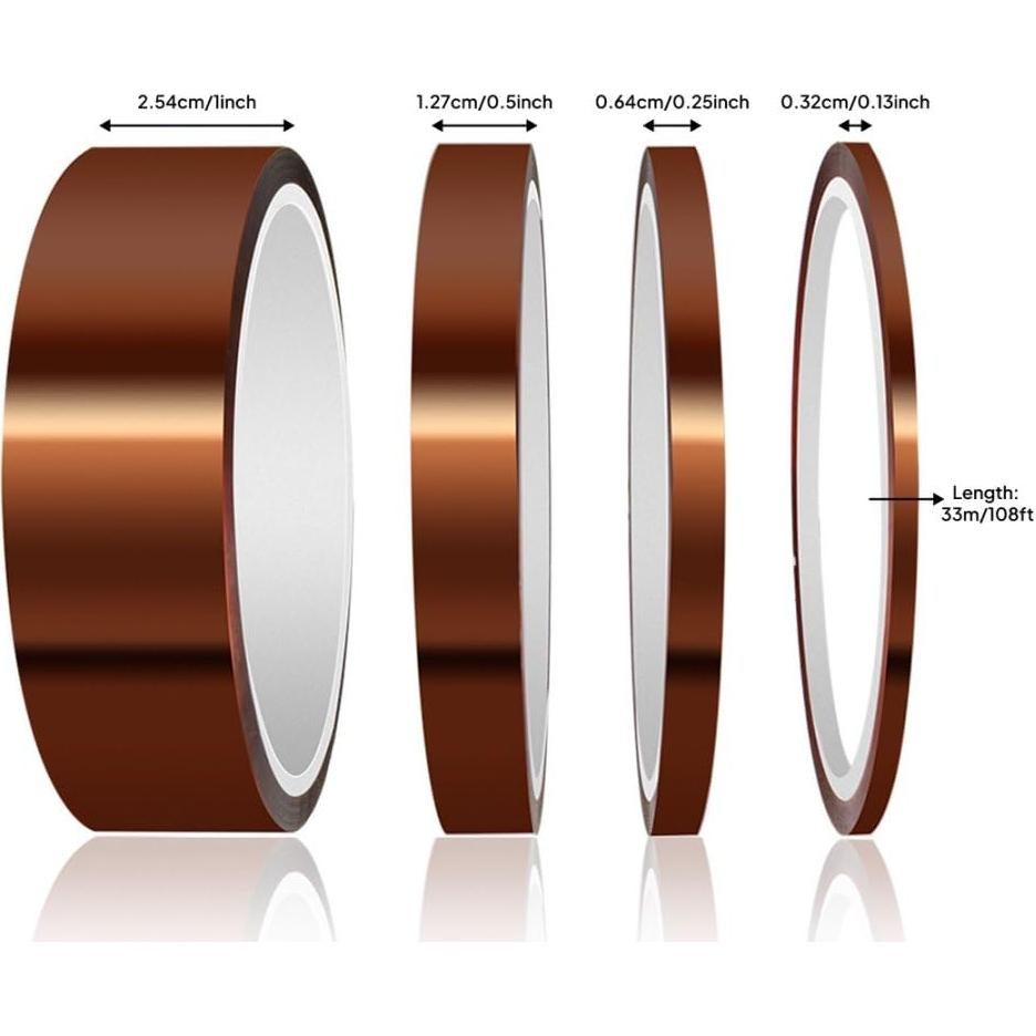 Cinta de alta temperatura ELEGOO, poliimida, 4 tamaños