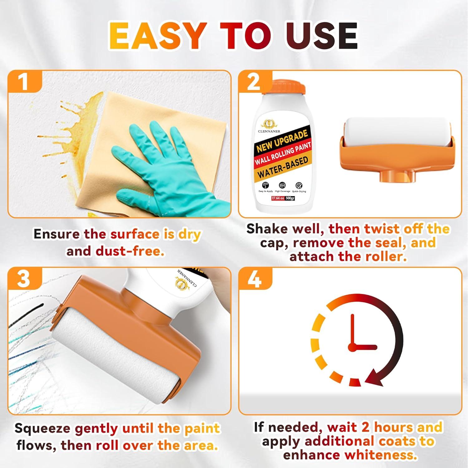 Kit de Pintura de Retoque Clennaner 500g Blanco Mate con Rodillo