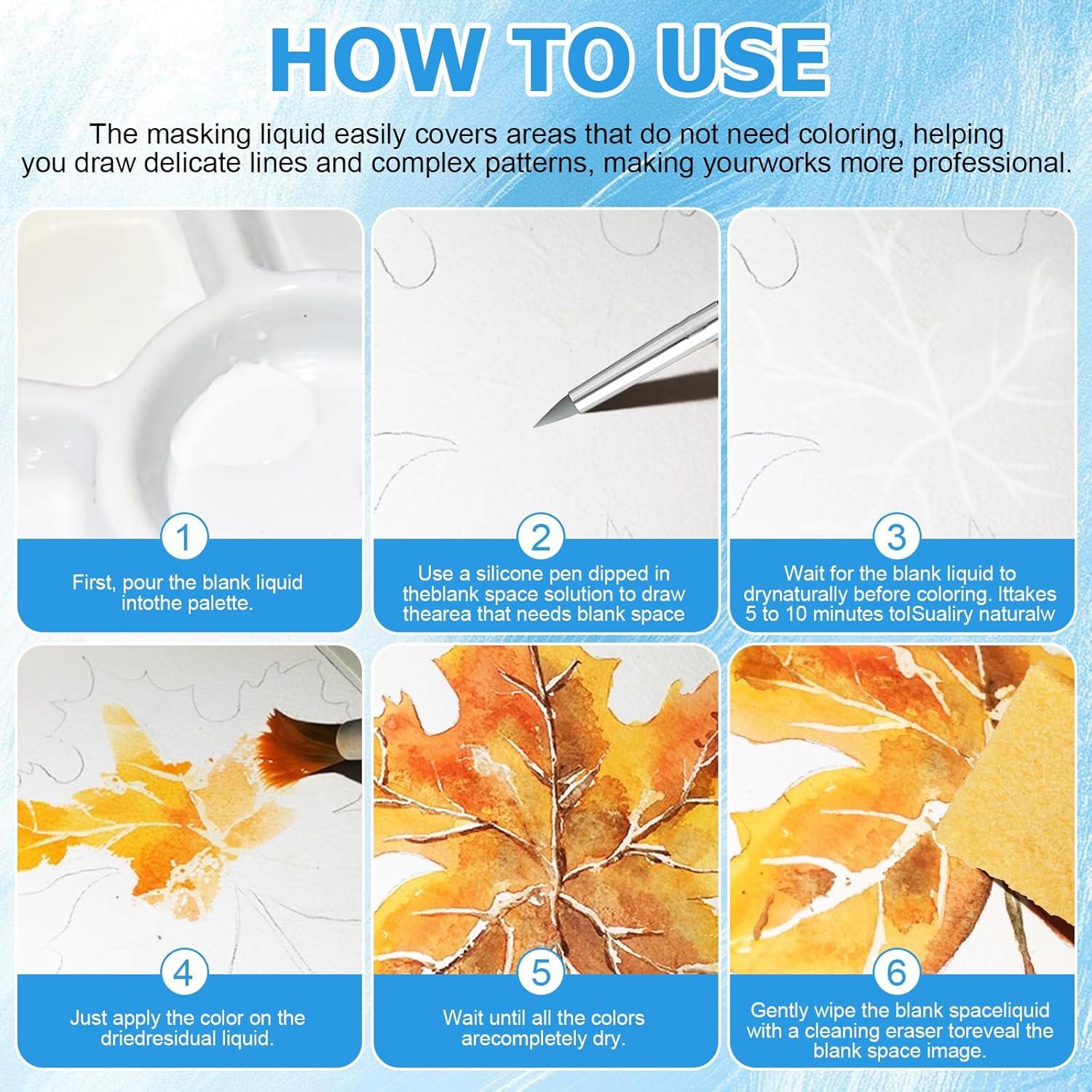 Fluido de Enmascarado WANJAO 30ml para Acuarela Blanco