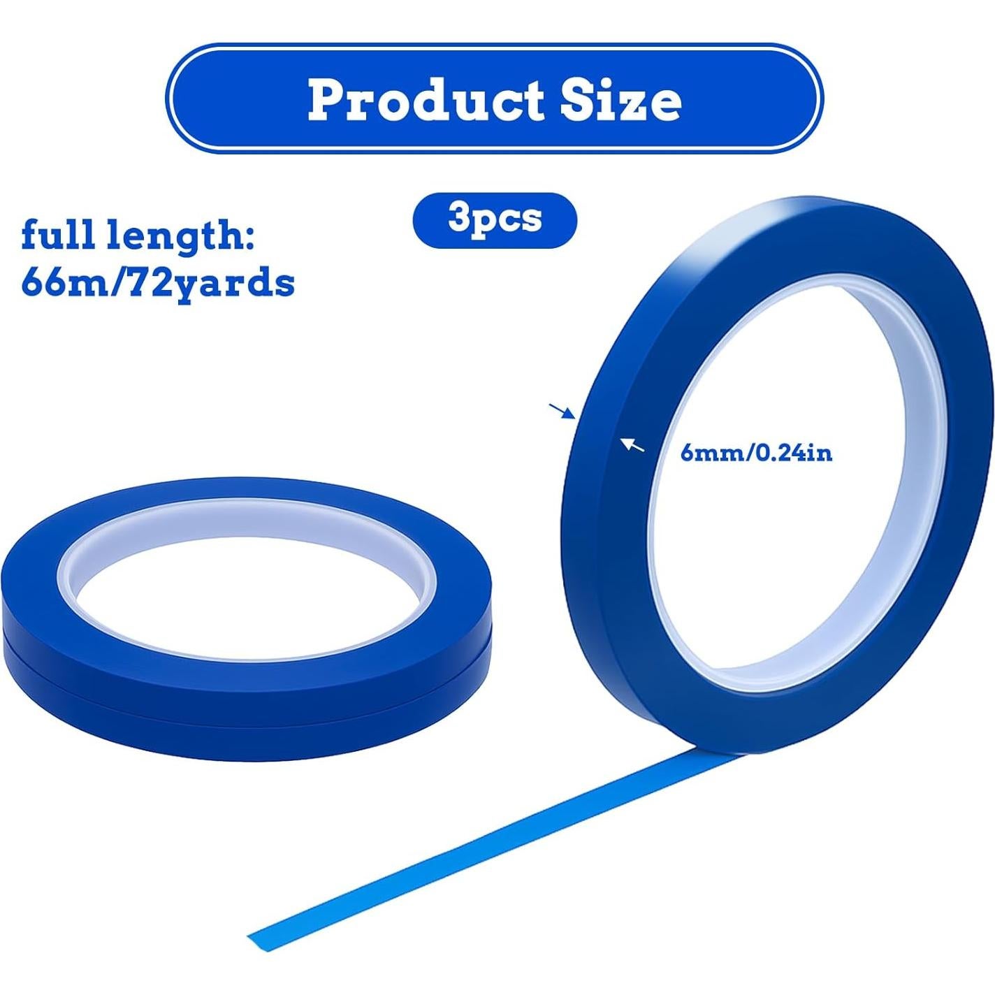 3 Rollos de Cinta de Película Azul 6mm para Tintado de Ventanas