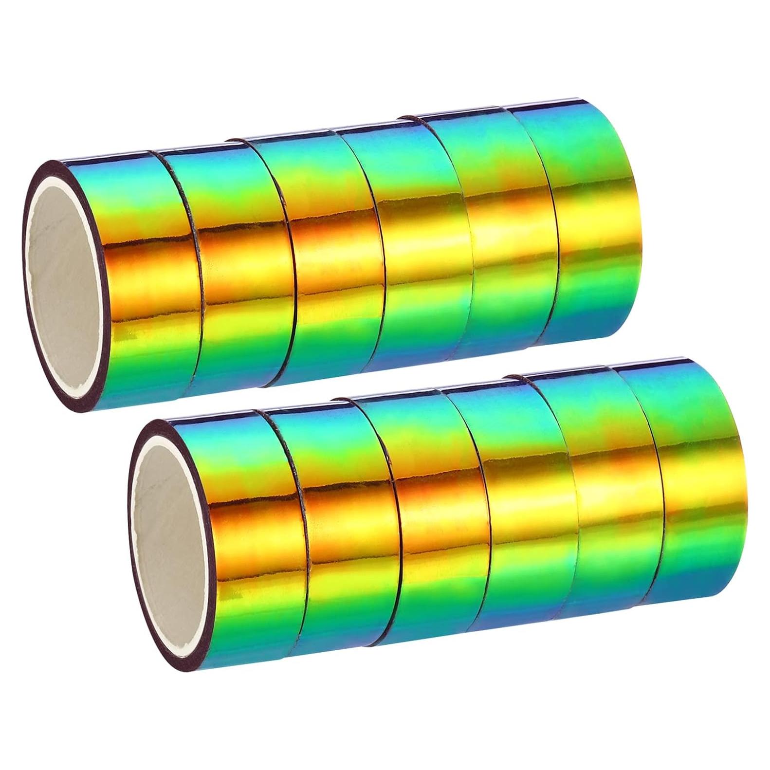 Cinta Metalizada PATIKIL 15 mm x 5 m - 12 Rollos Holográficos