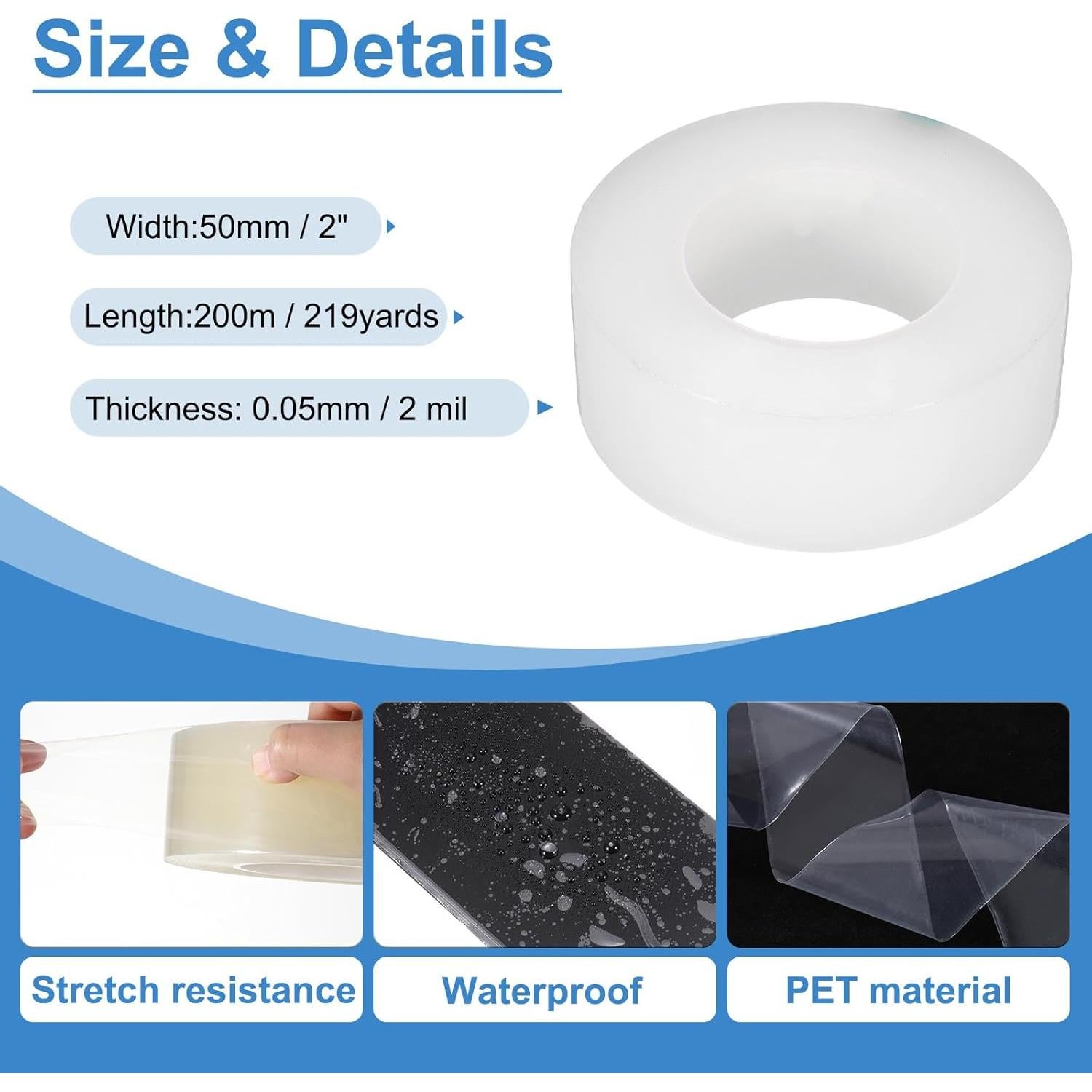 Cinta Protectora Removible PATIKIL 5 cm x 200 m Transparente