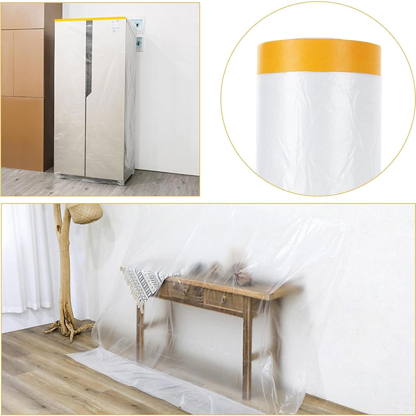 4 Rollos Cinta de Pintor con Plástico 1.52m x 19.81m DAOST