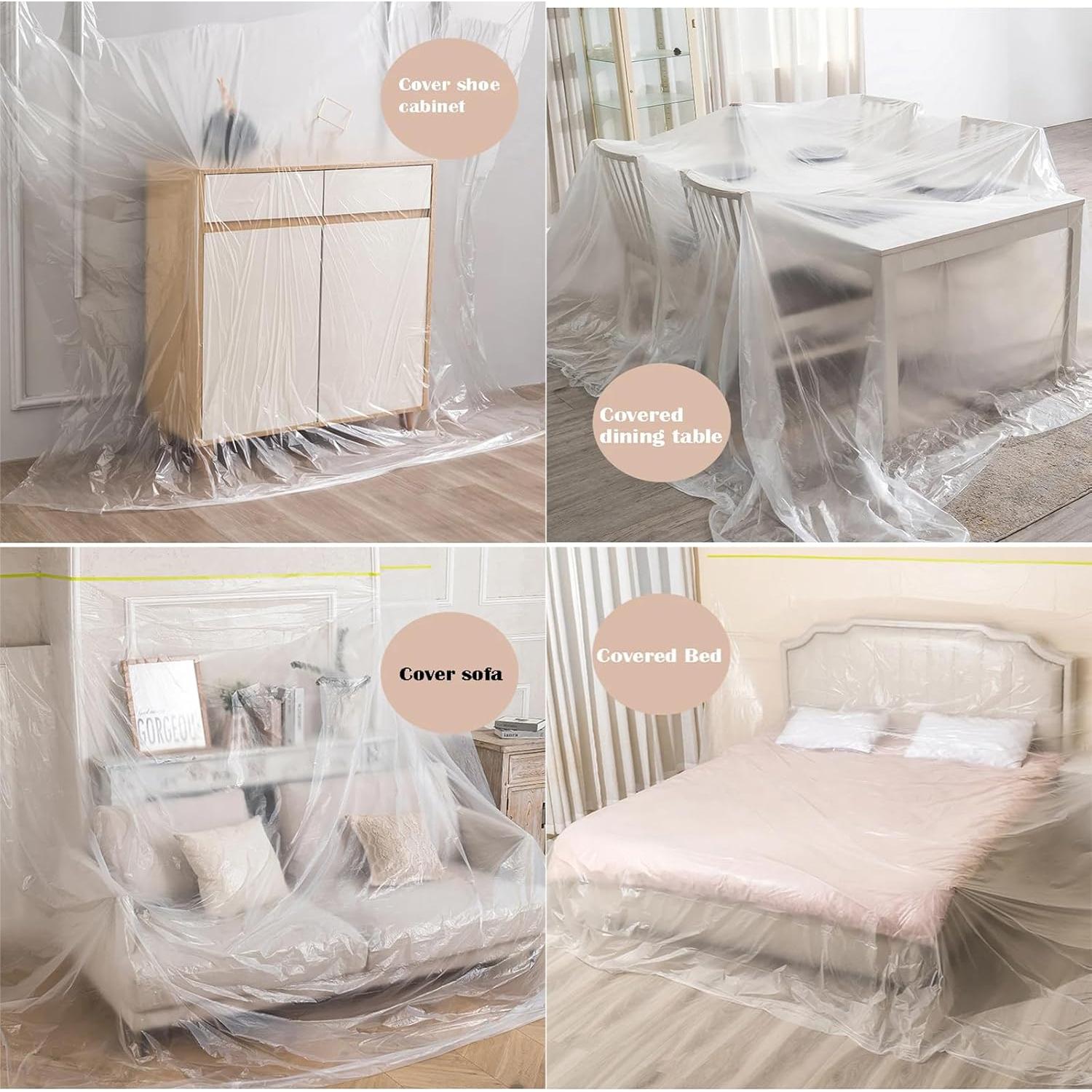 4 Rollos Cinta de Pintor con Plástico 1.52m x 19.81m DAOST