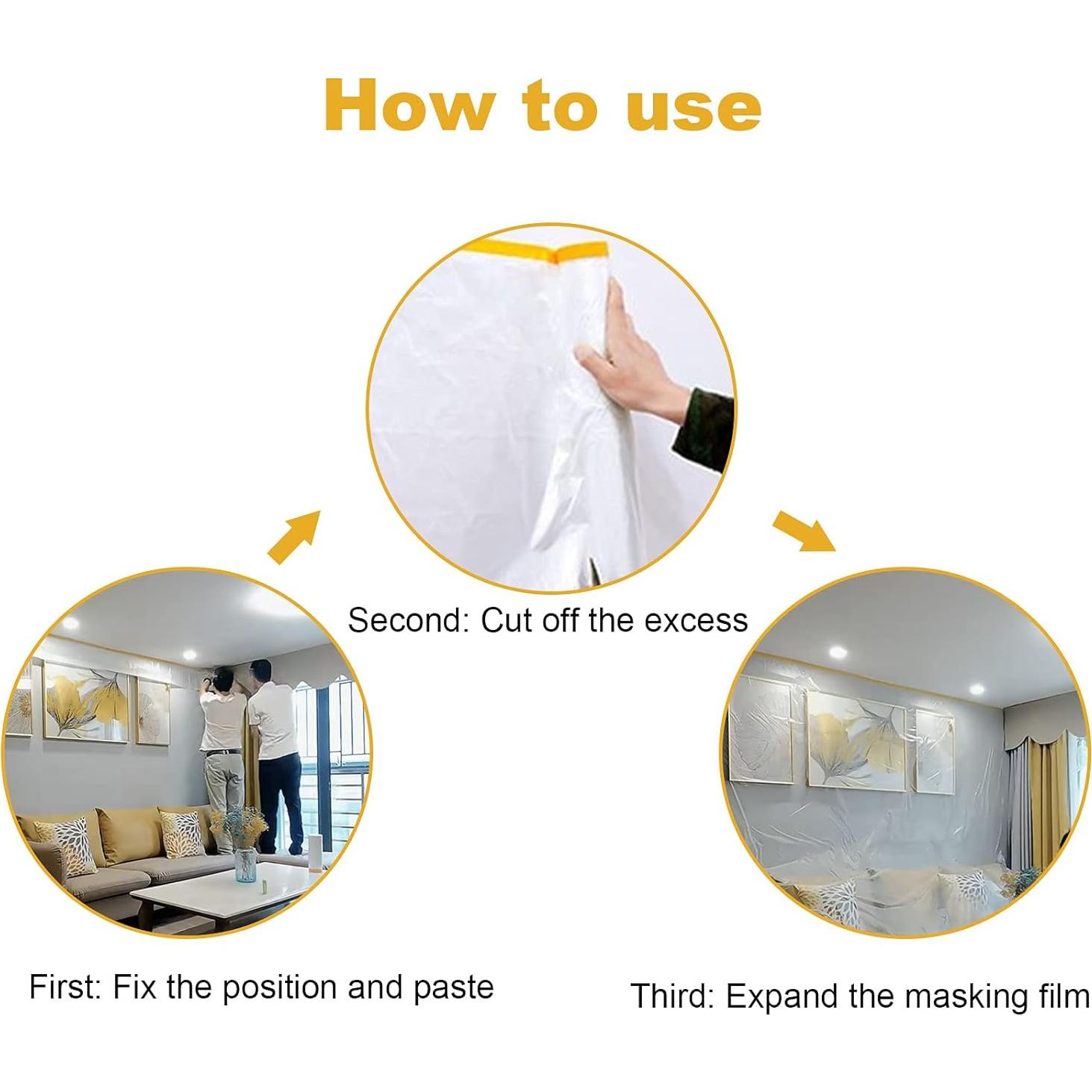 4 Rollos Cinta de Pintor con Plástico 1.52m x 19.81m DAOST