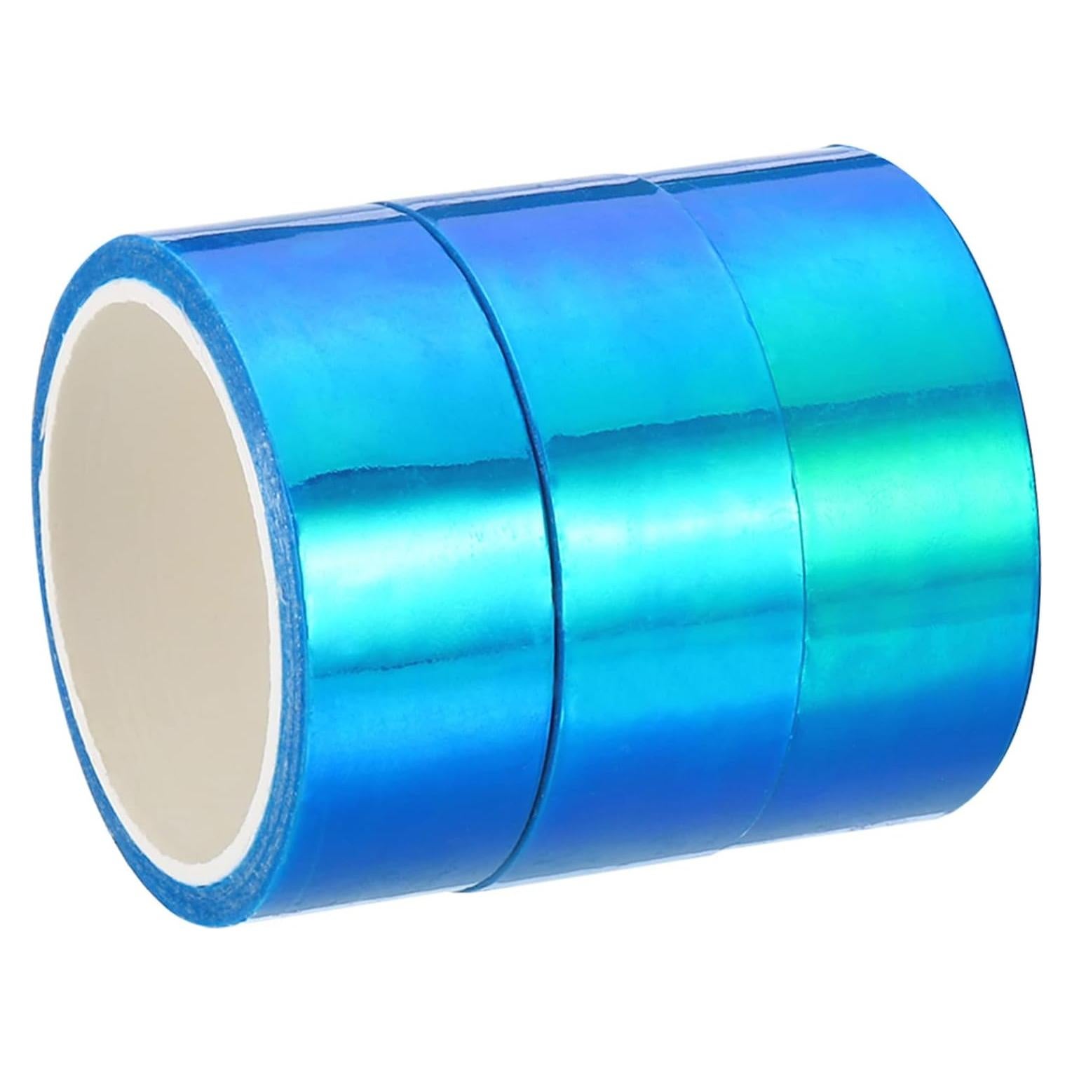 Cinta Metalizada PATIKIL 15 mm x 5 m, 3 Rollos Holográficos Azul