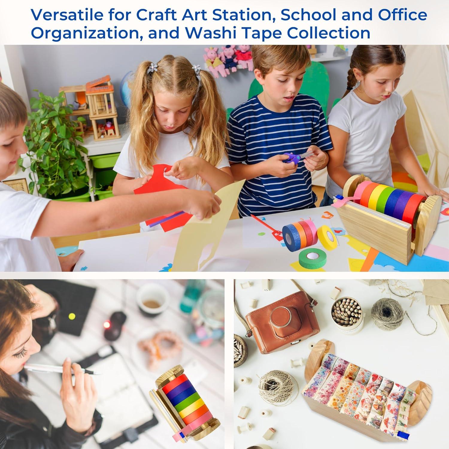 Dispensador de Cinta de Enmascarar de Madera OKKOSTAR con Cortador Deslizante