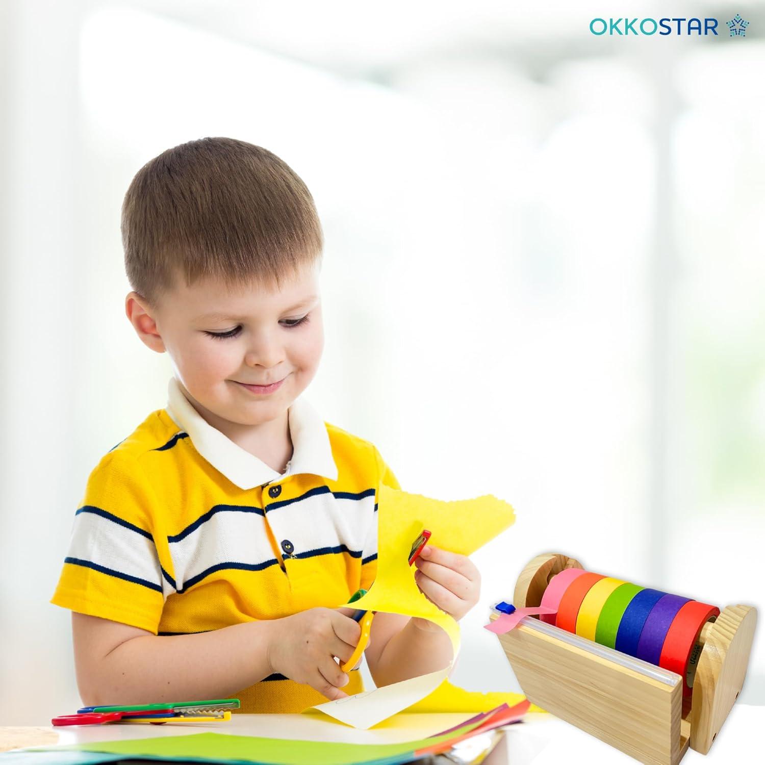 Dispensador de Cinta de Enmascarar de Madera OKKOSTAR con Cortador Deslizante