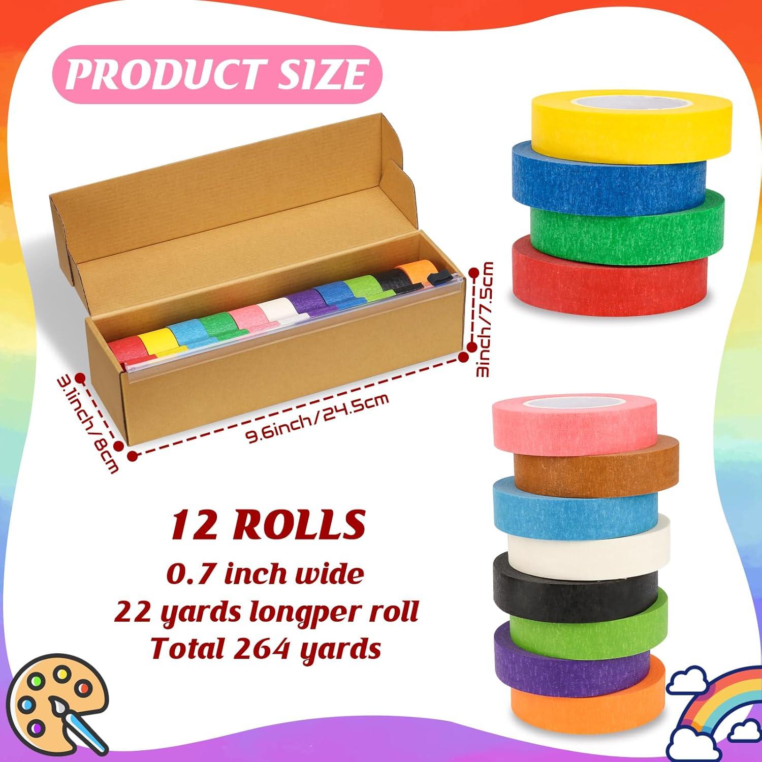 Cinta de Pintor de Colores XUWAIDSGN - 12 Rollos 1.8 cm