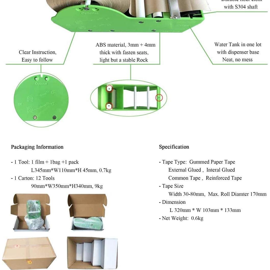 Dispensador de Cinta Activada por Agua QILIMA Rosa 32x10.3cm