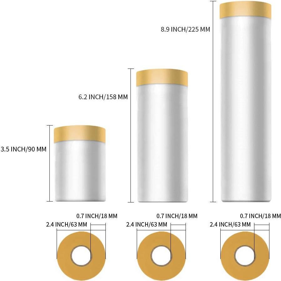 MyLifeUNIT Cinta y Película de Enmascarar 9 Piezas 55.88-149.86 cm