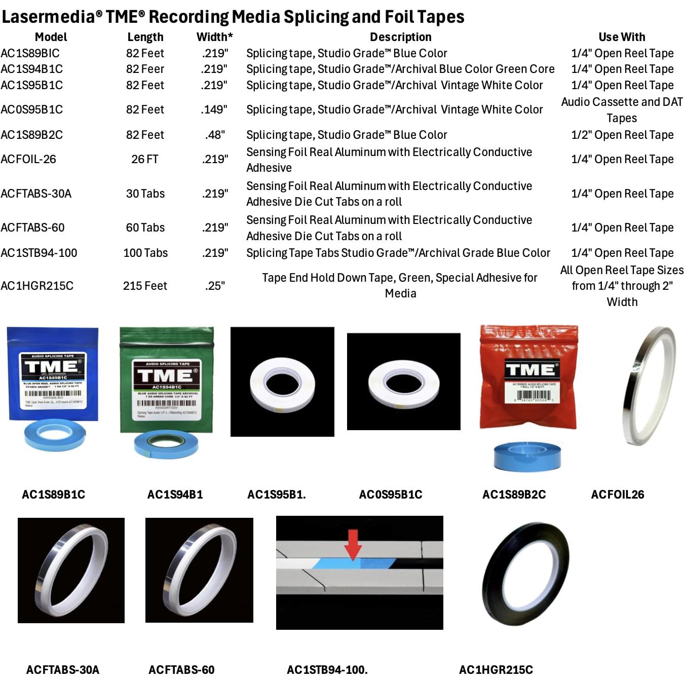 Cinta de empalme TME AC0S95B1 para casetes y DAT 25 m