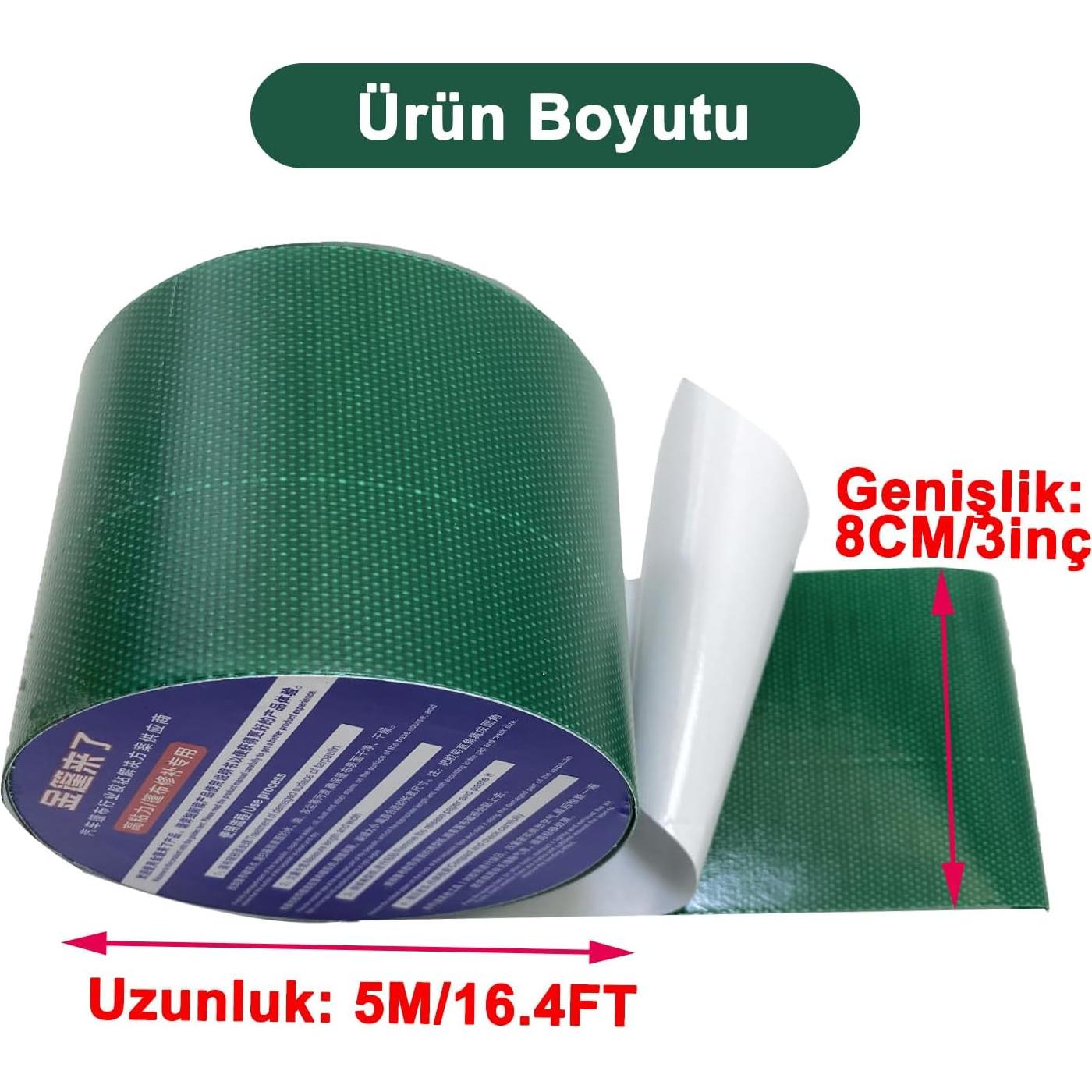 Cinta de Reparación de Lona KAIHENG 8cm x 5m Impermeable Verde