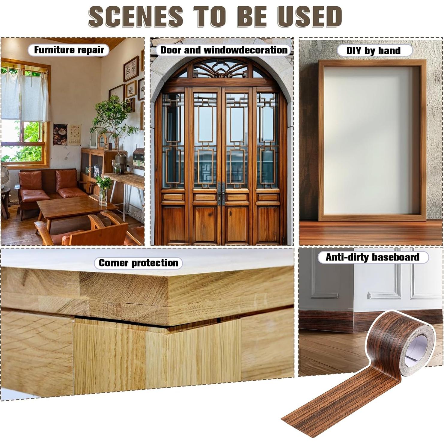 Cinta de Reparación de Madera Qianyu 5 cm x 9.75 m Autoadhesiva