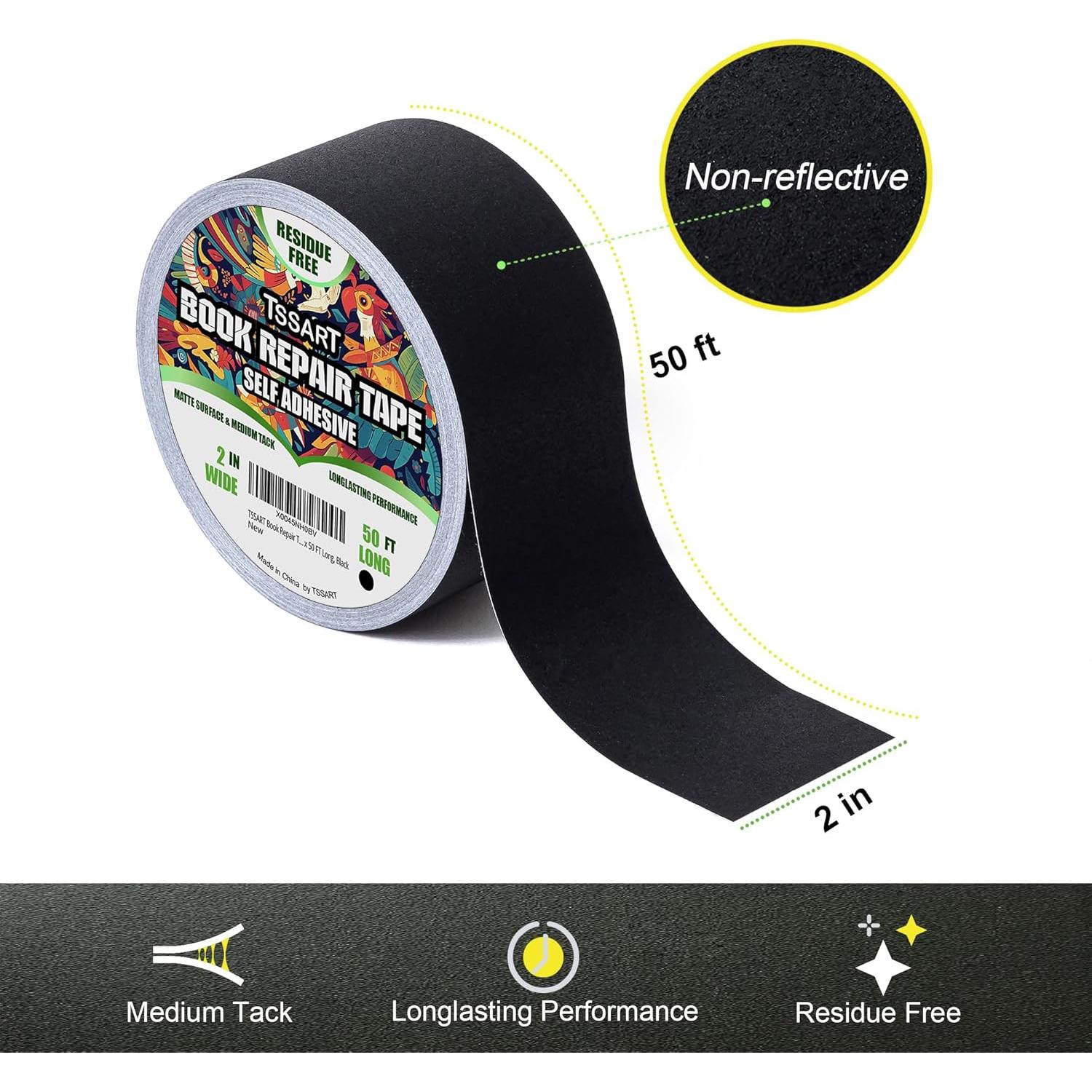 Cinta de Reparación de Libros TSSART Mate 5 cm x 15.24 m Negra