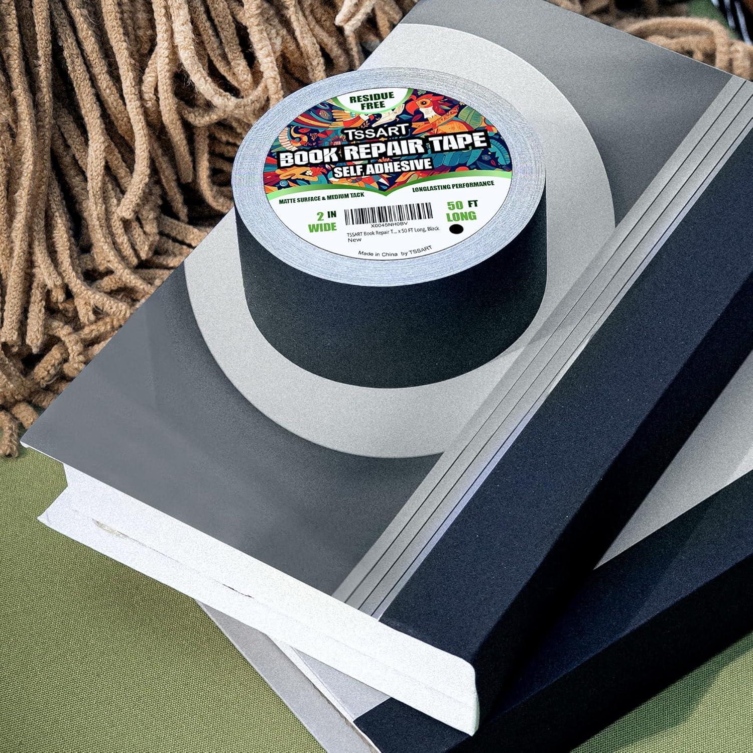 Cinta de Reparación de Libros TSSART Mate 5 cm x 15.24 m Negra