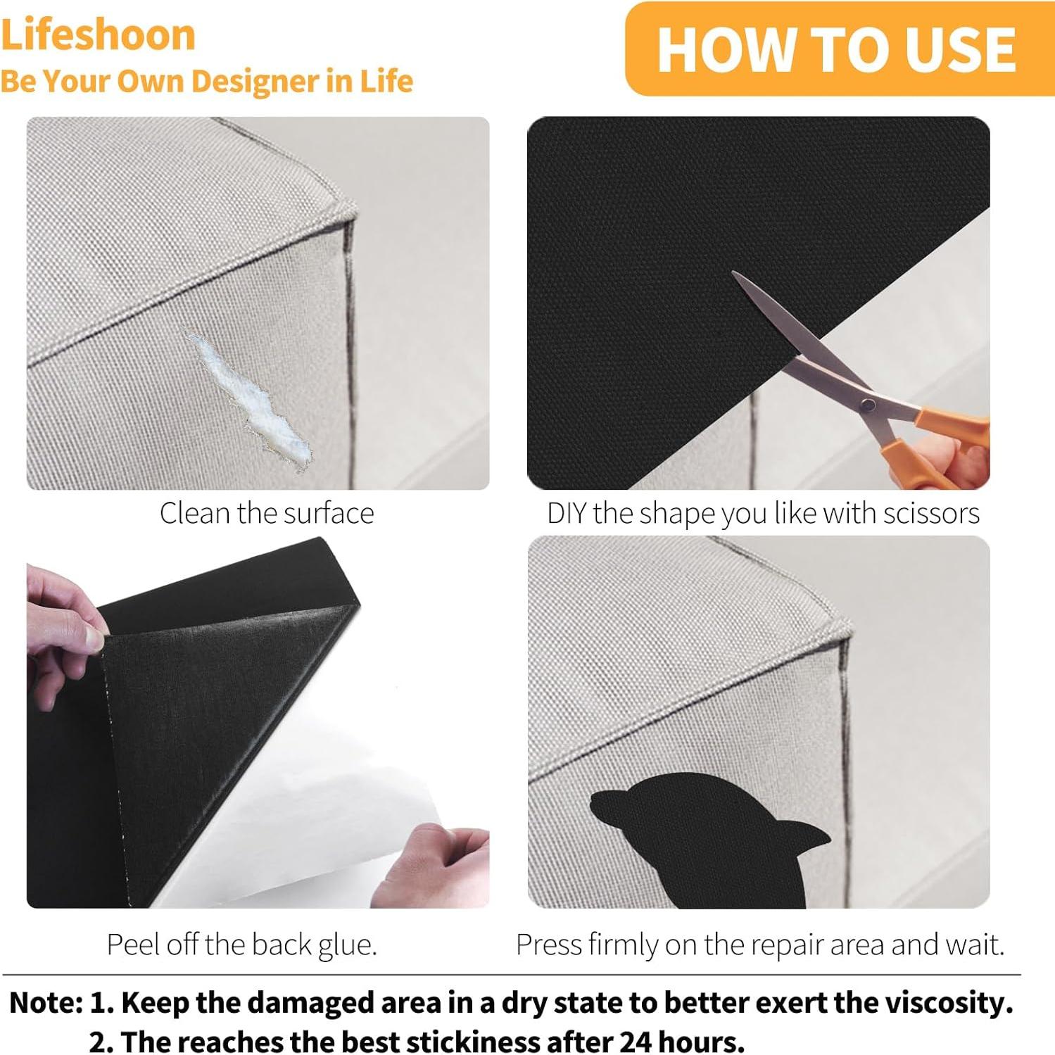 Parche de Tela Autoadhesivo Lifeshoon 8.9x200.7 cm Negro