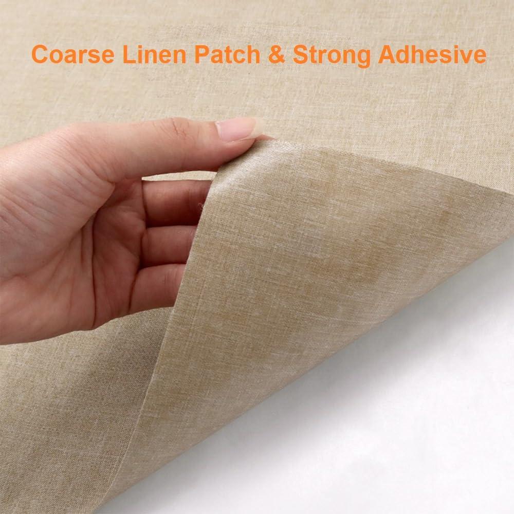 Parche de Lino Autoadhesivo QSJTLM 20x30cm Beige - 2 Piezas