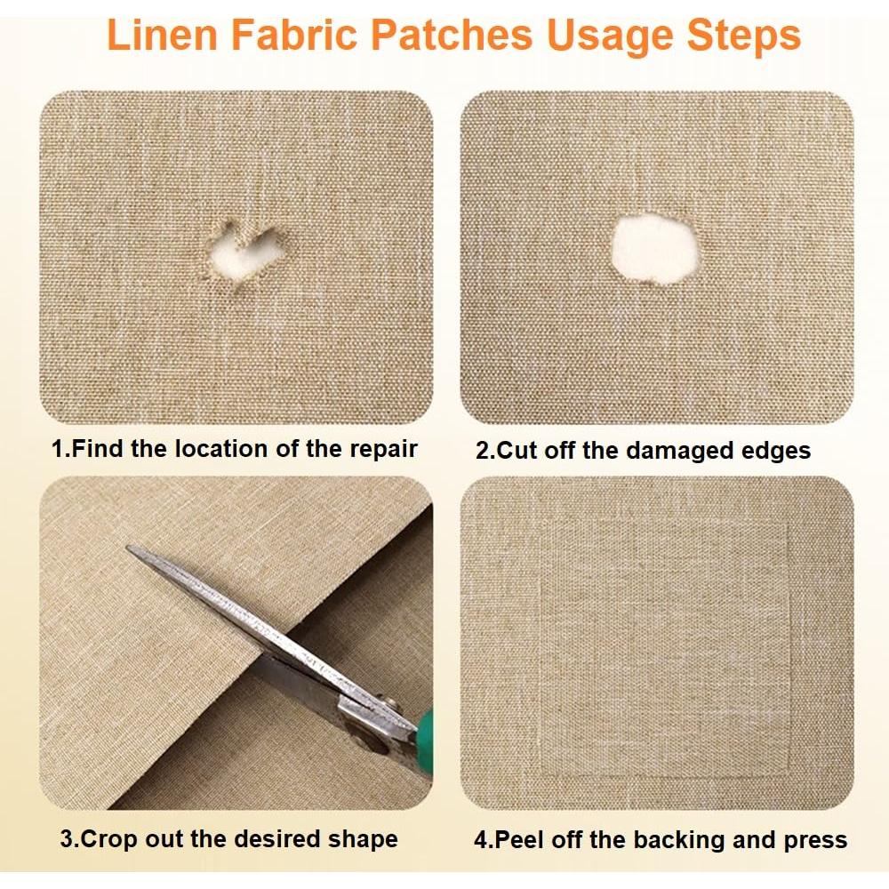 Parche de Lino Autoadhesivo QSJTLM 20x30cm Beige - 2 Piezas