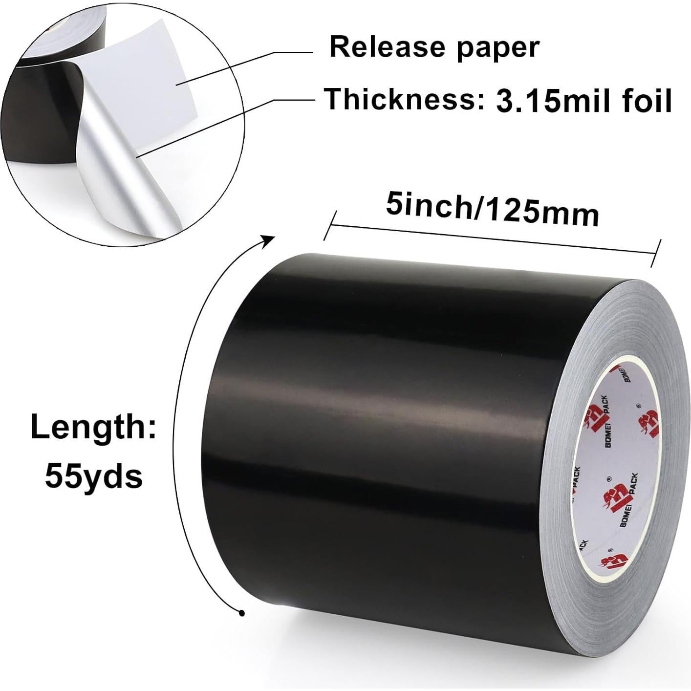 Cinta de Aluminio Negra BOMEI PACK 12.7 cm x 50 m Impermeable