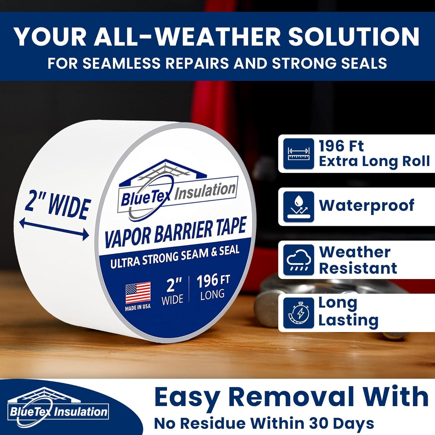 Cinta de Barrera de Vapor BlueTex 5 cm x 59,7 m para Aislamiento