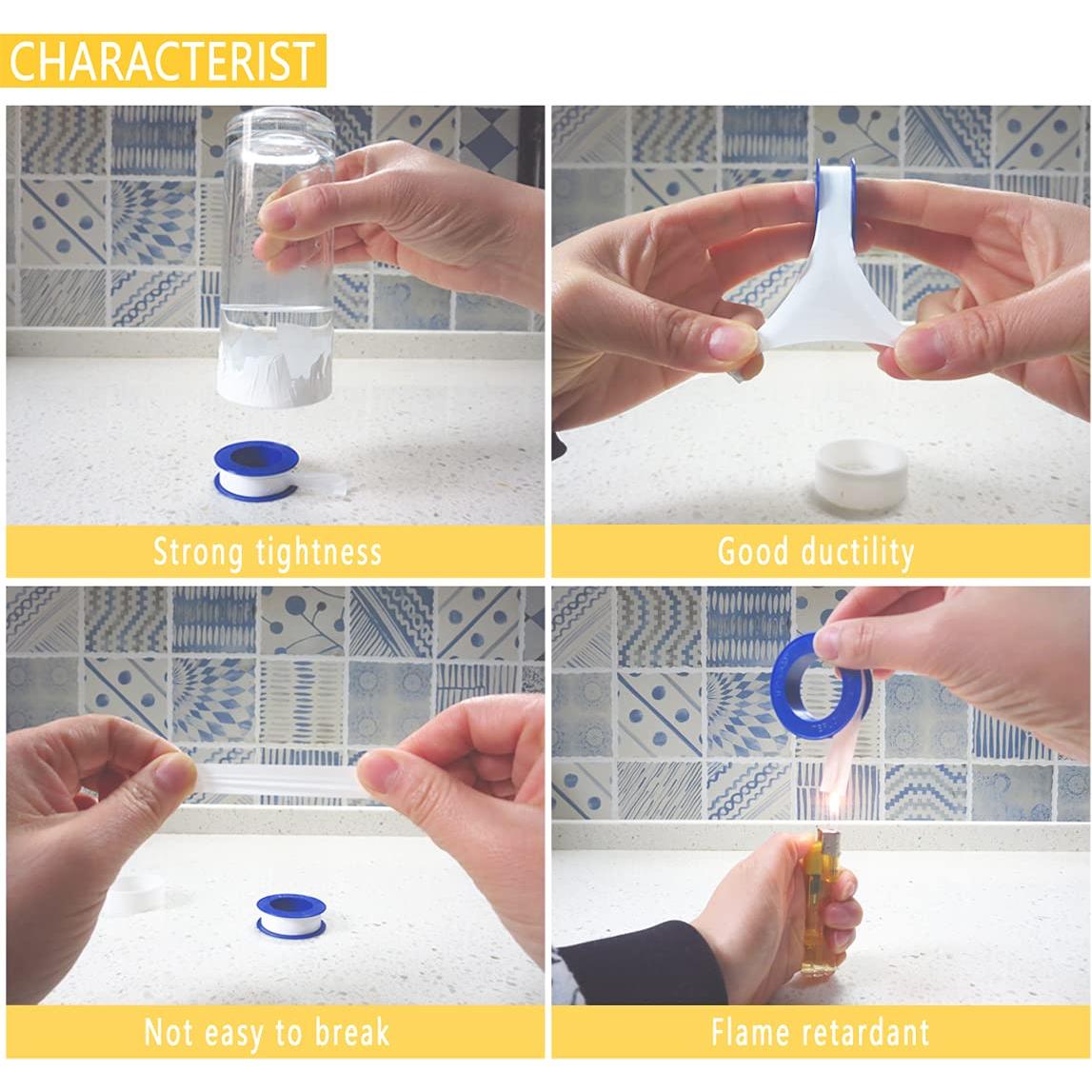 Cinta de Teflón PTFE VOTMELL 4 Rollos 1.27 cm x 1320 cm