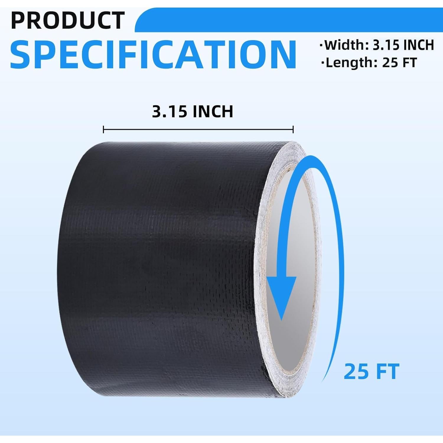 Cinta de Reparación HIFILTURE 8cm x 7.62m Negra para Lona