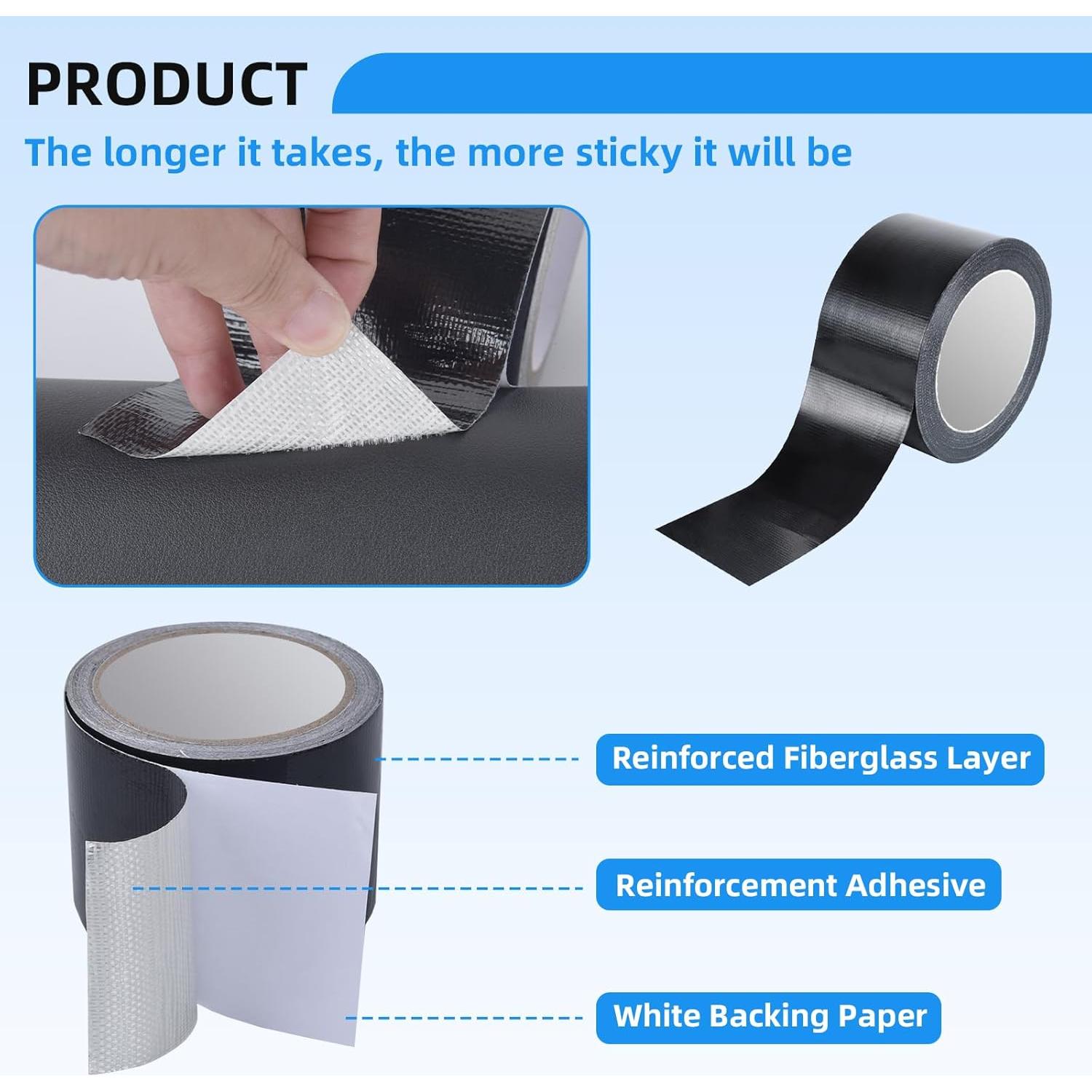 Cinta de Reparación HIFILTURE 8cm x 7.62m Negra para Lona