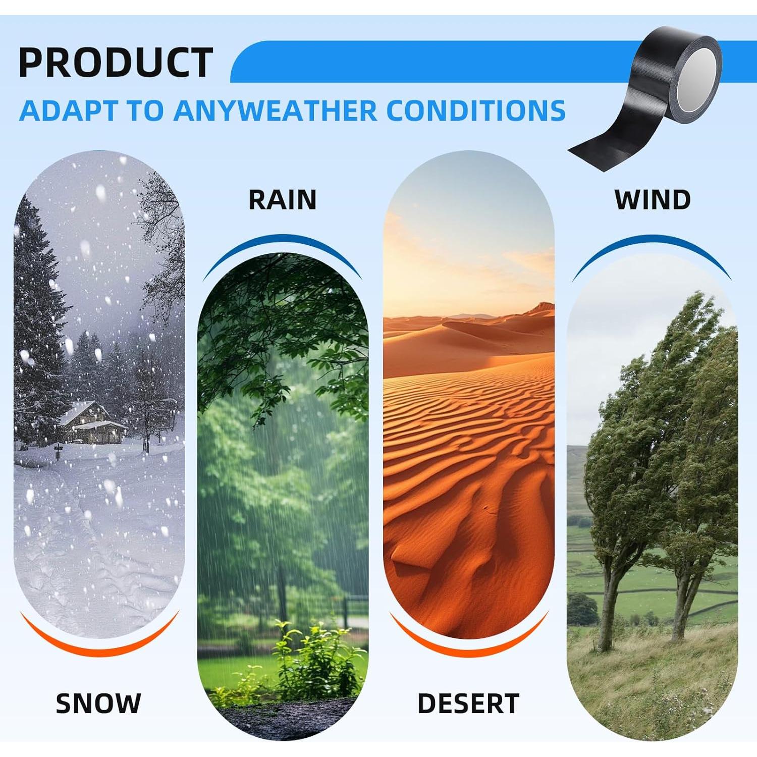 Cinta de Reparación HIFILTURE 8cm x 7.62m Negra para Lona