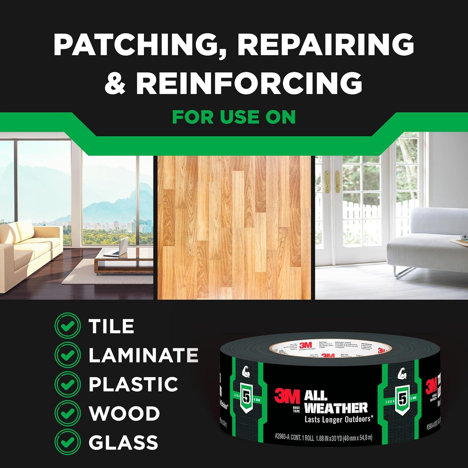 Cinta adhesiva 3M para todo clima 1.88" x 36.6 m resistente UV