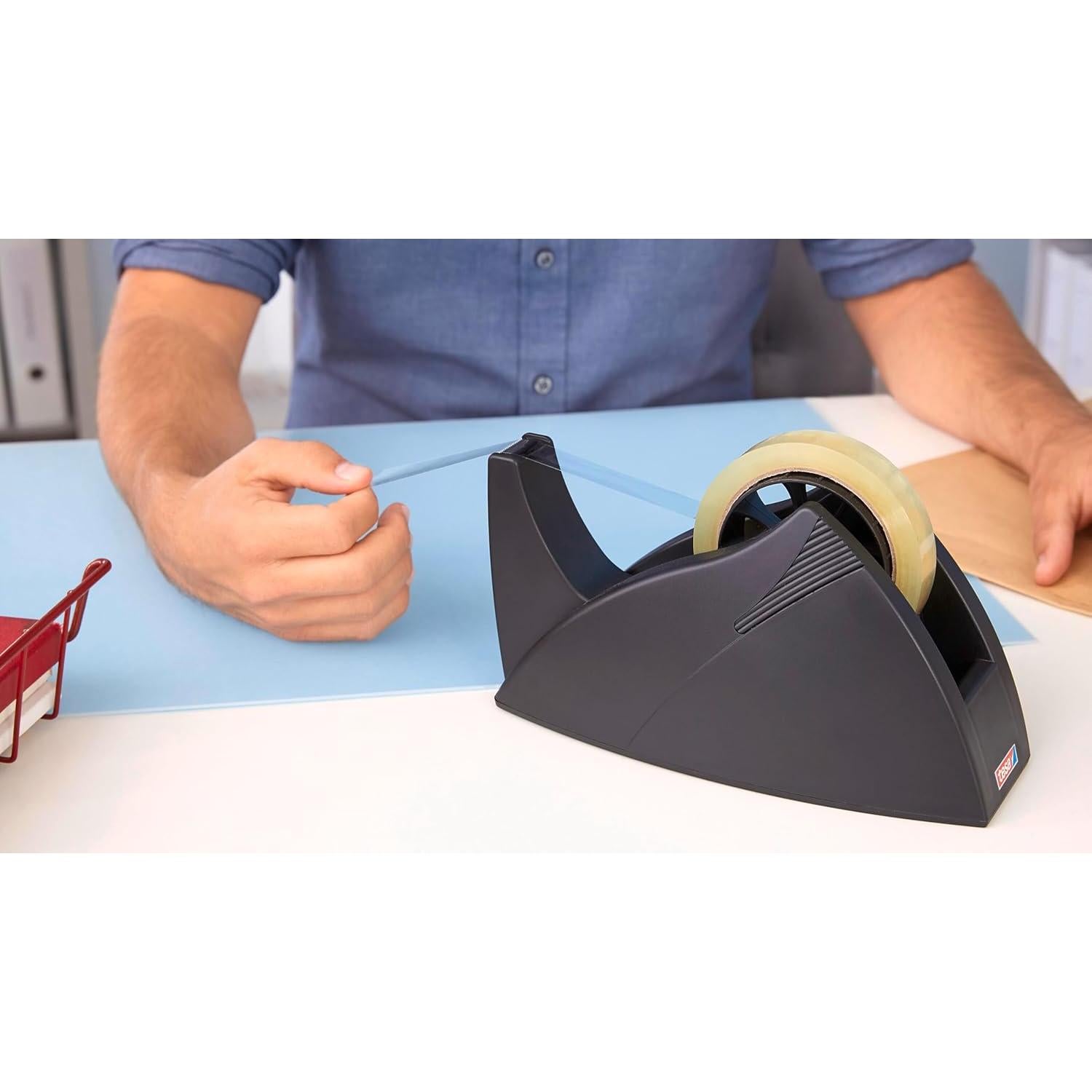 Dispensador de Cinta Adhesiva tesa Easy Cut Profesional 25mm Rojo/Azul